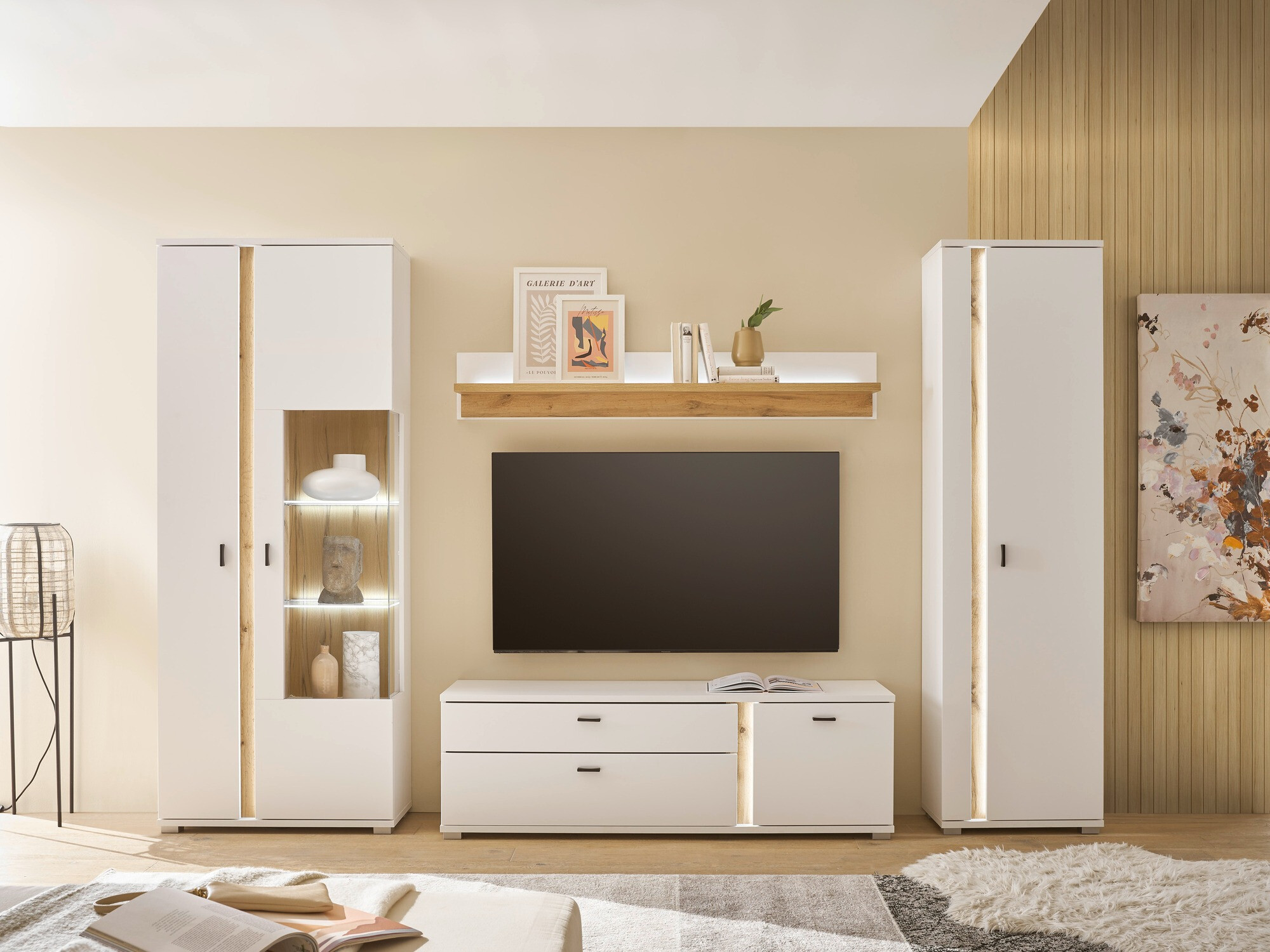 Fali polc Avimavi 110 (Fehér + Wotan tölgy)