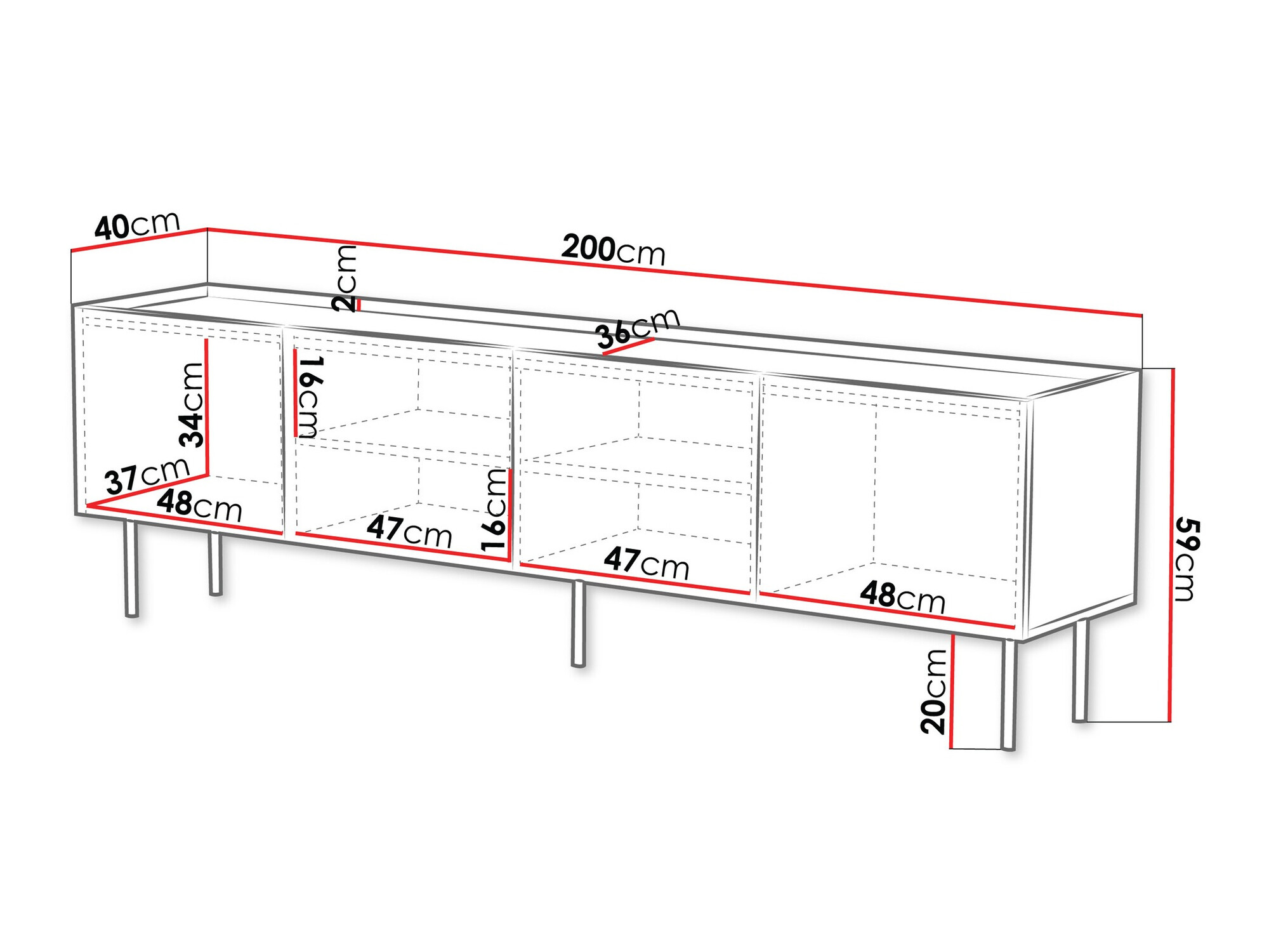 TV-állvány Sillen I (Fekete)
