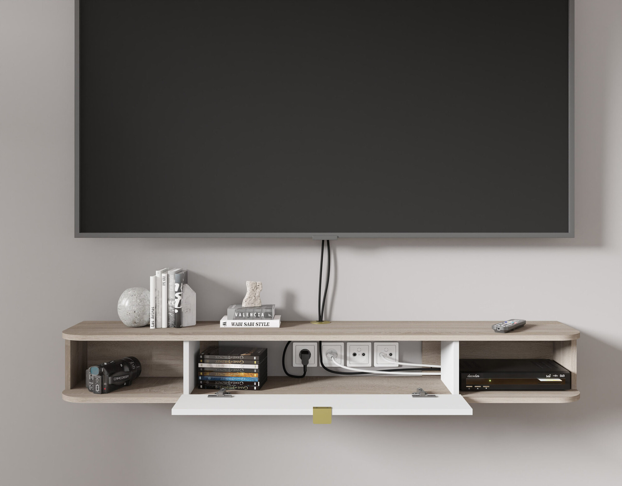 TV-állvány Buffalo 176 (Sonoma tölgy + Matt fehér)