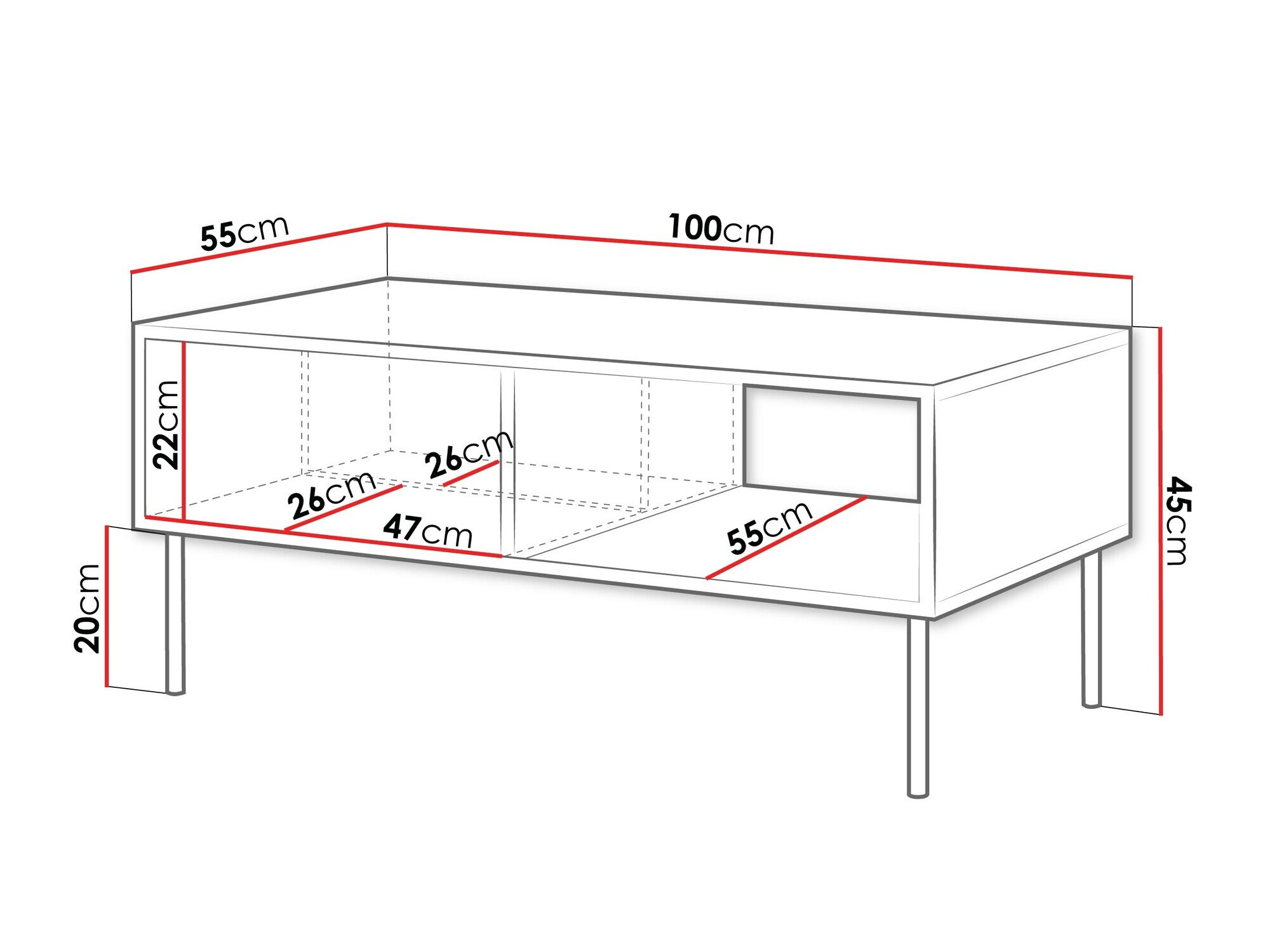 Dohányzóasztal Flosoru 103 (Fekete)