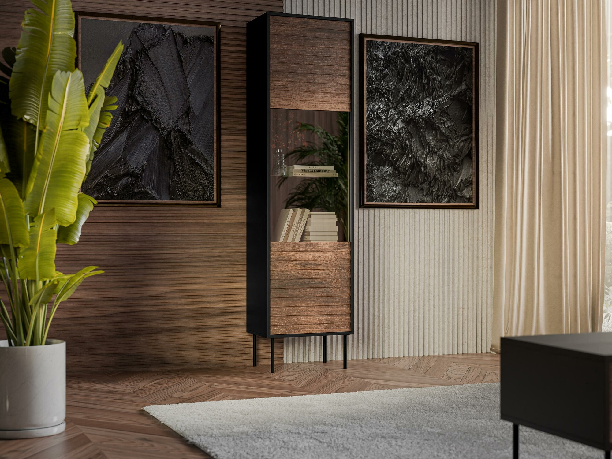 Könyvespolc Flosoru 107 (Dió + Fekete)