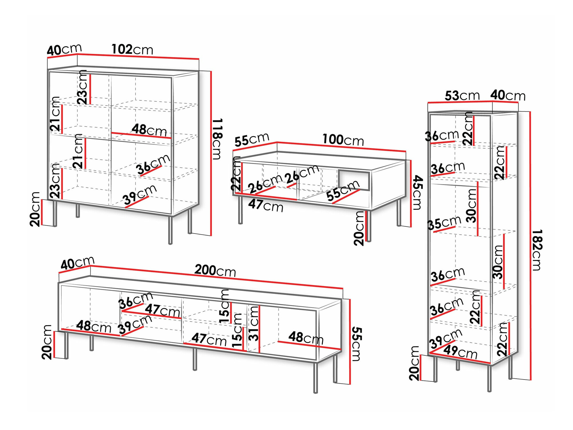 Nappali szett Flosoru 109 (Fekete)