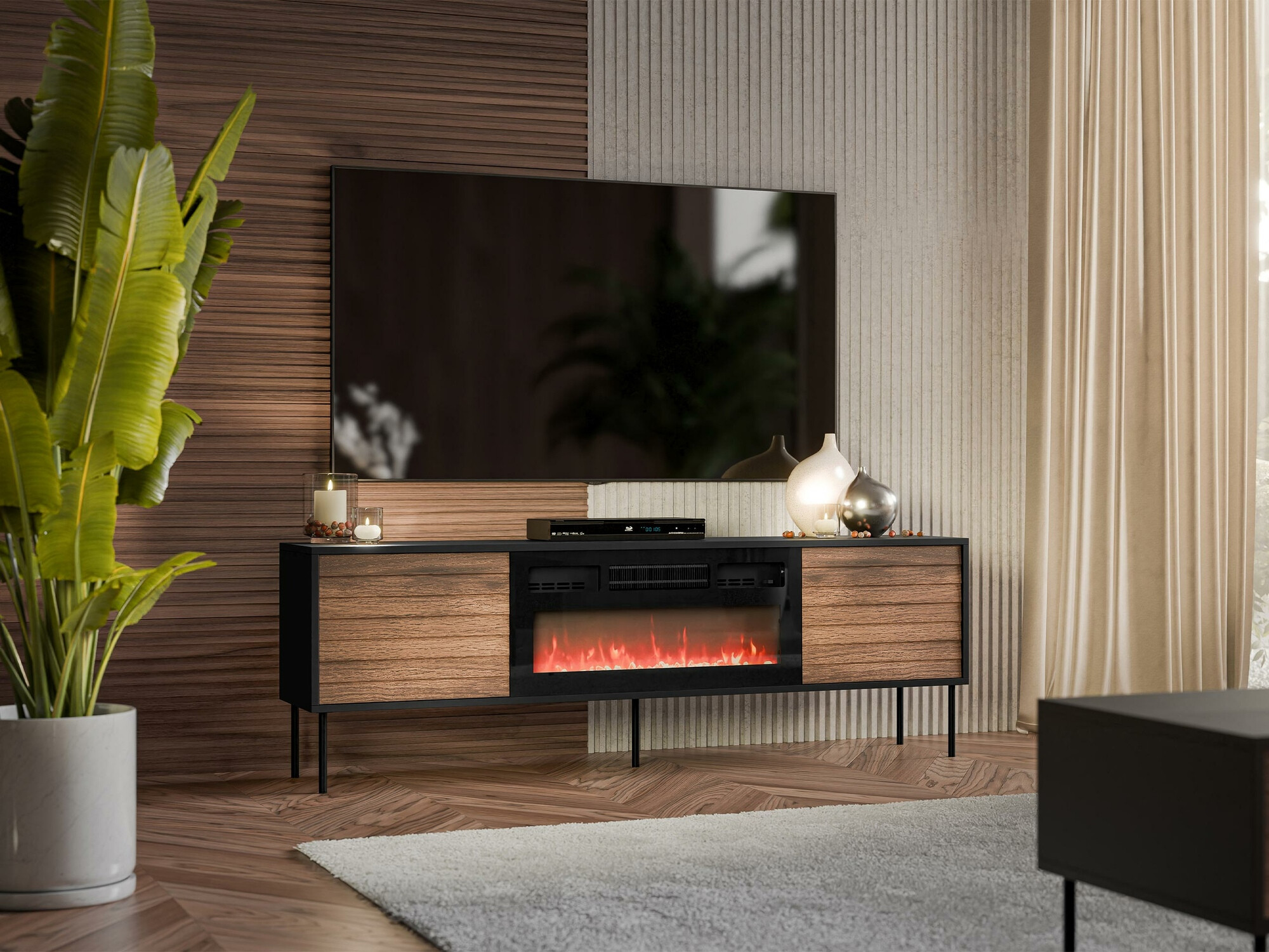 TV-állvány Flosoru 108 (Dió + Fekete)