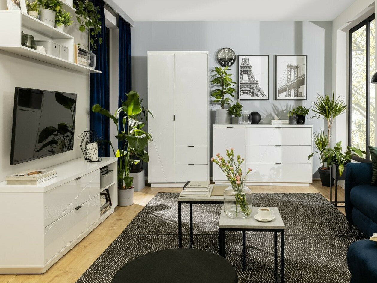 Gardróbszekrény Fivale 105 (Fényes fehér + Fehér)