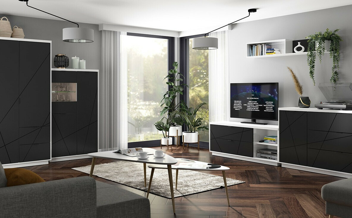 Könyvespolc Fivale 103 (Fényes fehér + Matt fekete)