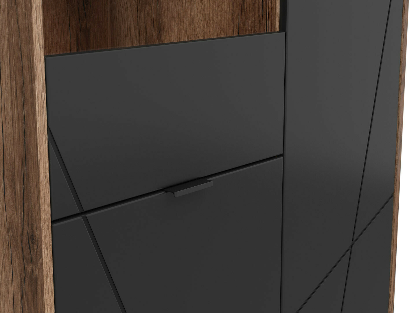 Könyvespolc Fivale 103 (Sötét delanói tölgy + Matt fekete)