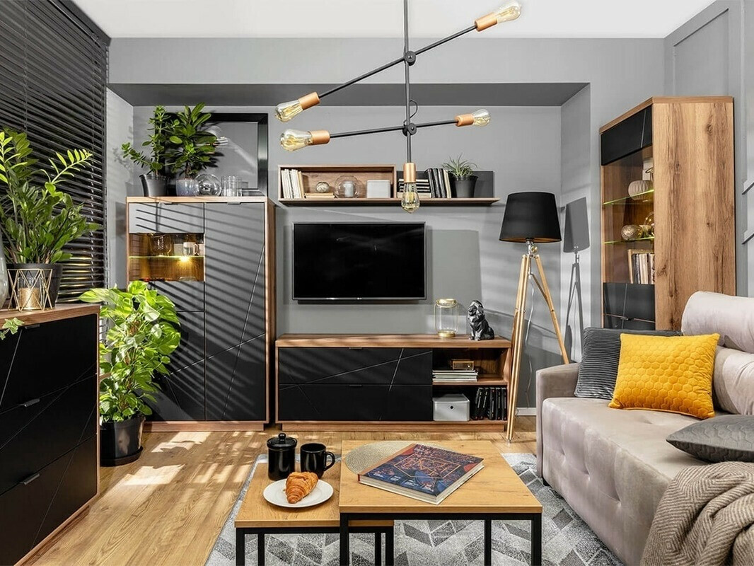 Könyvespolc Fivale 103 (Sötét delanói tölgy + Matt fekete)