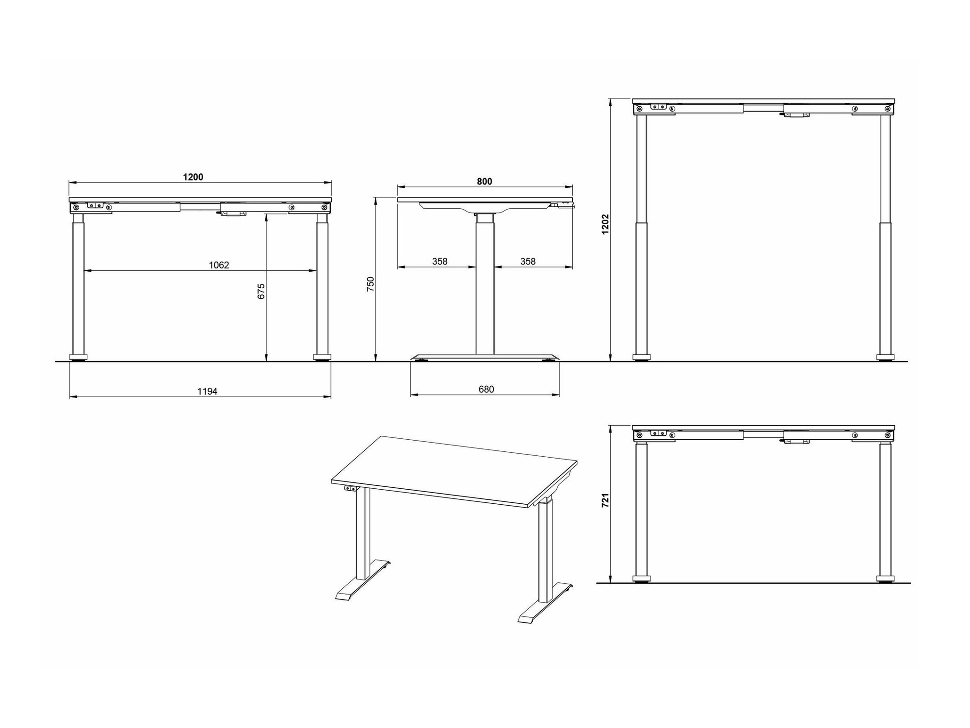 Állítható magasságú íróasztal Eliromo 118 (Világosszürke + Ezüst)