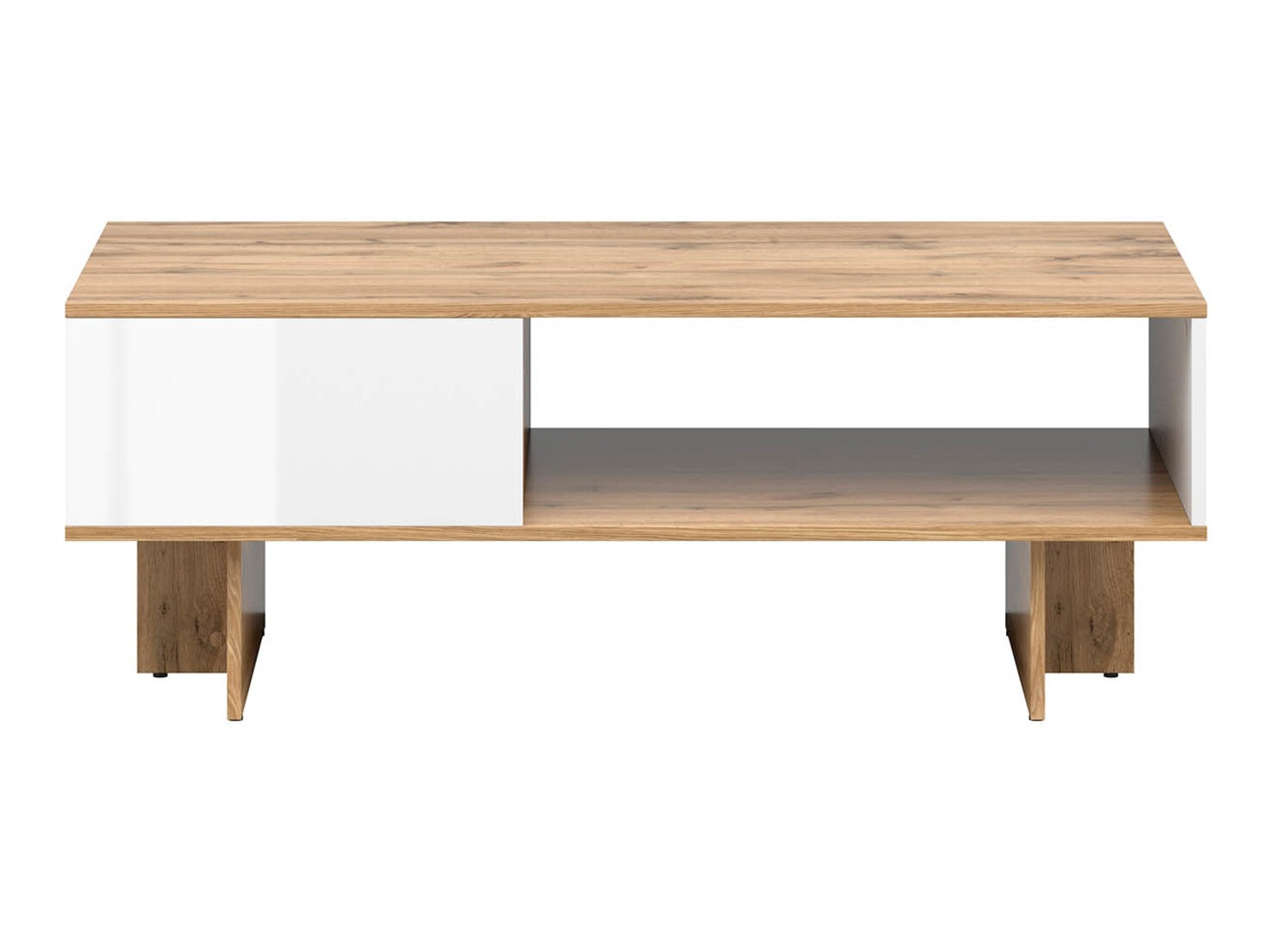 Dohányzóasztal Tivetra 124 (Wotan tölgy + Fényes fehér)