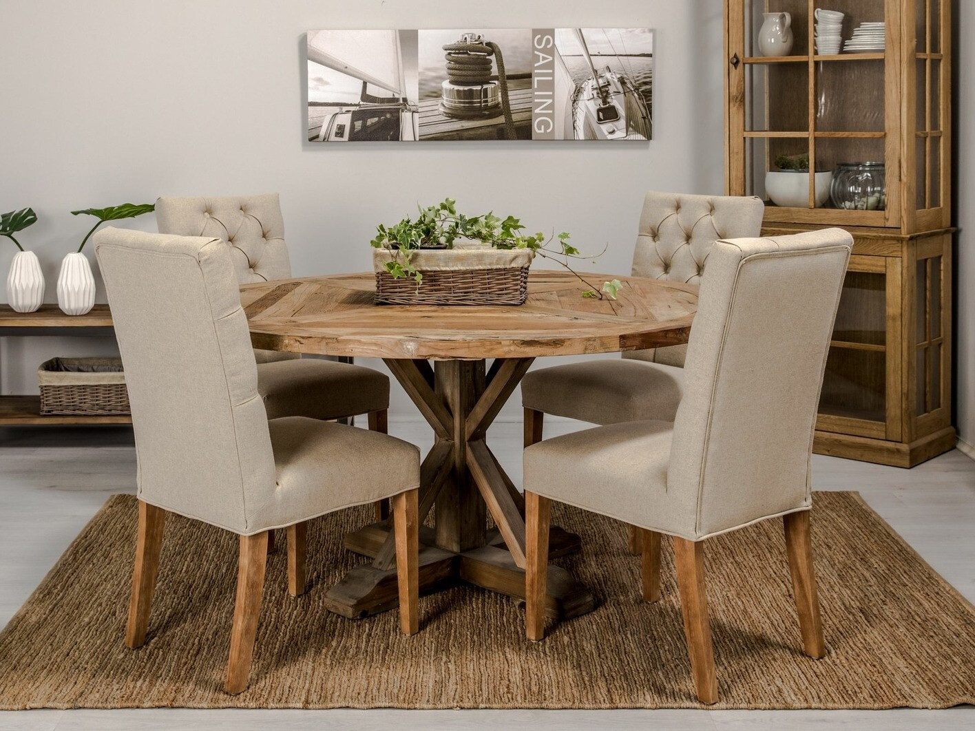 Étkezőgarnitúra Manor House 200 (Beige + Barna)