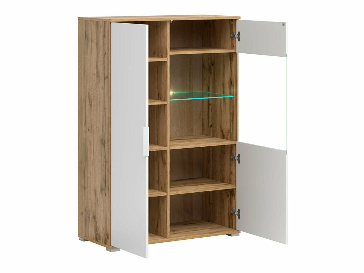 Szekrény Tivetra 107 (Wotan tölgy + Fényes fehér)