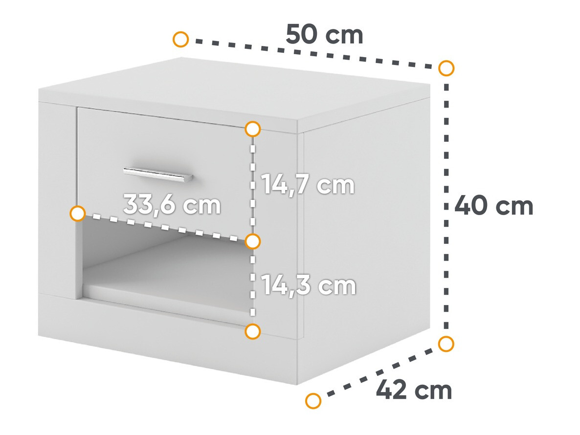 Éjjeliszekrény Cirdelu 107 (Fehér)