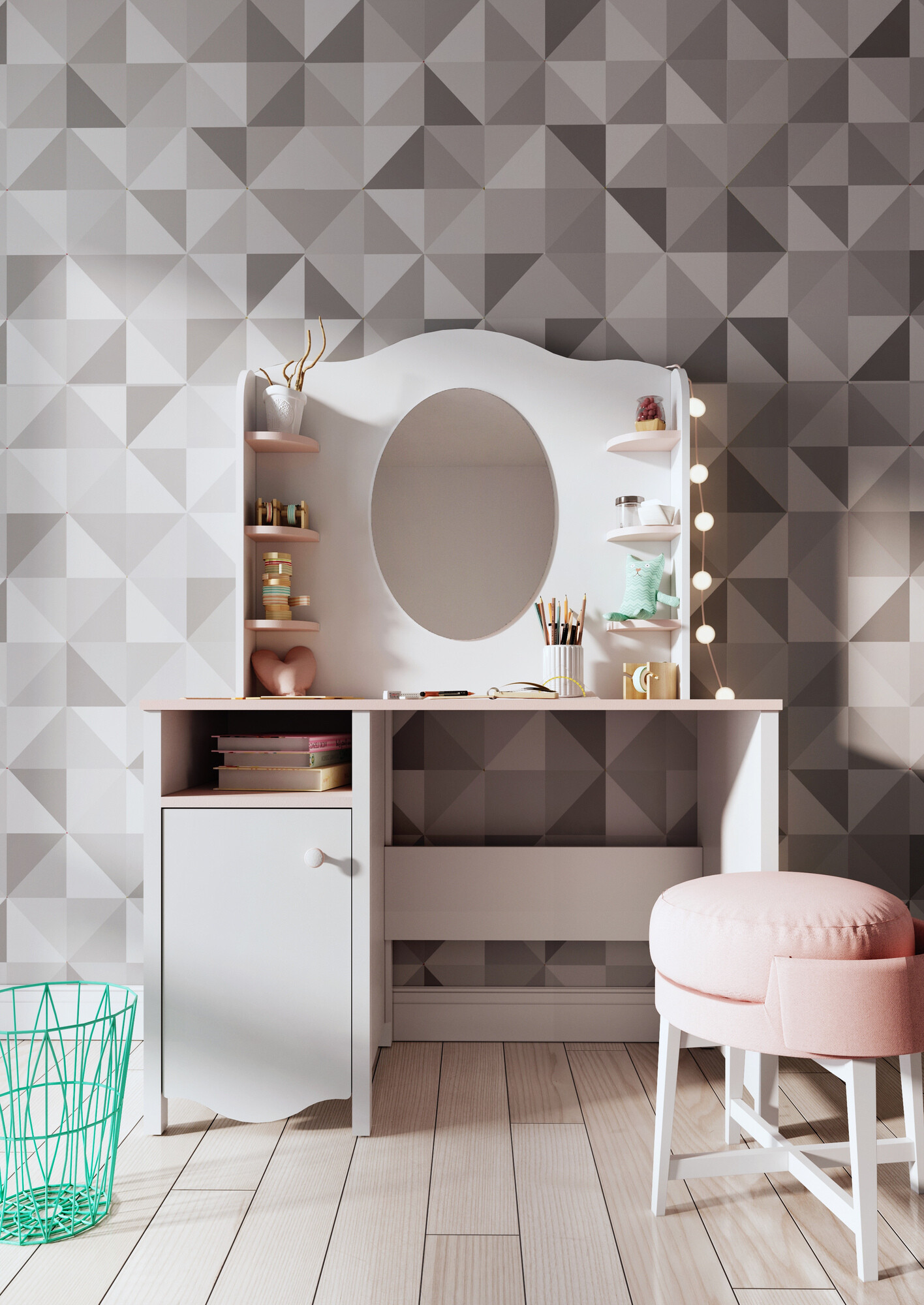 Íróasztal Velferi 114 (Fehér + Rózsaszín)