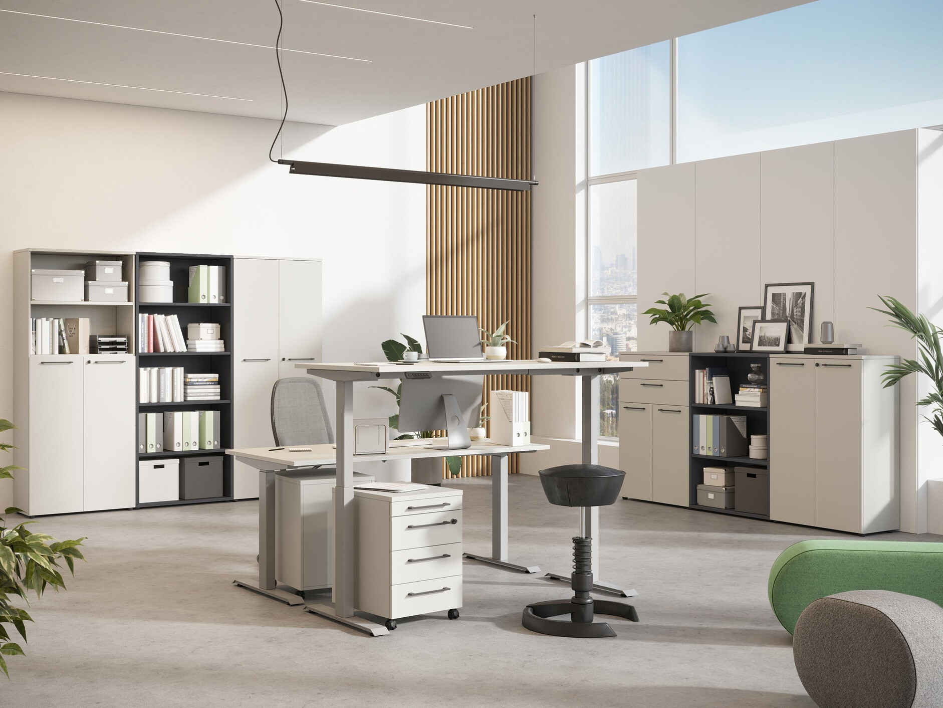 Állítható magasságú íróasztal Eliromo 120 (Világosszürke + Ezüst)