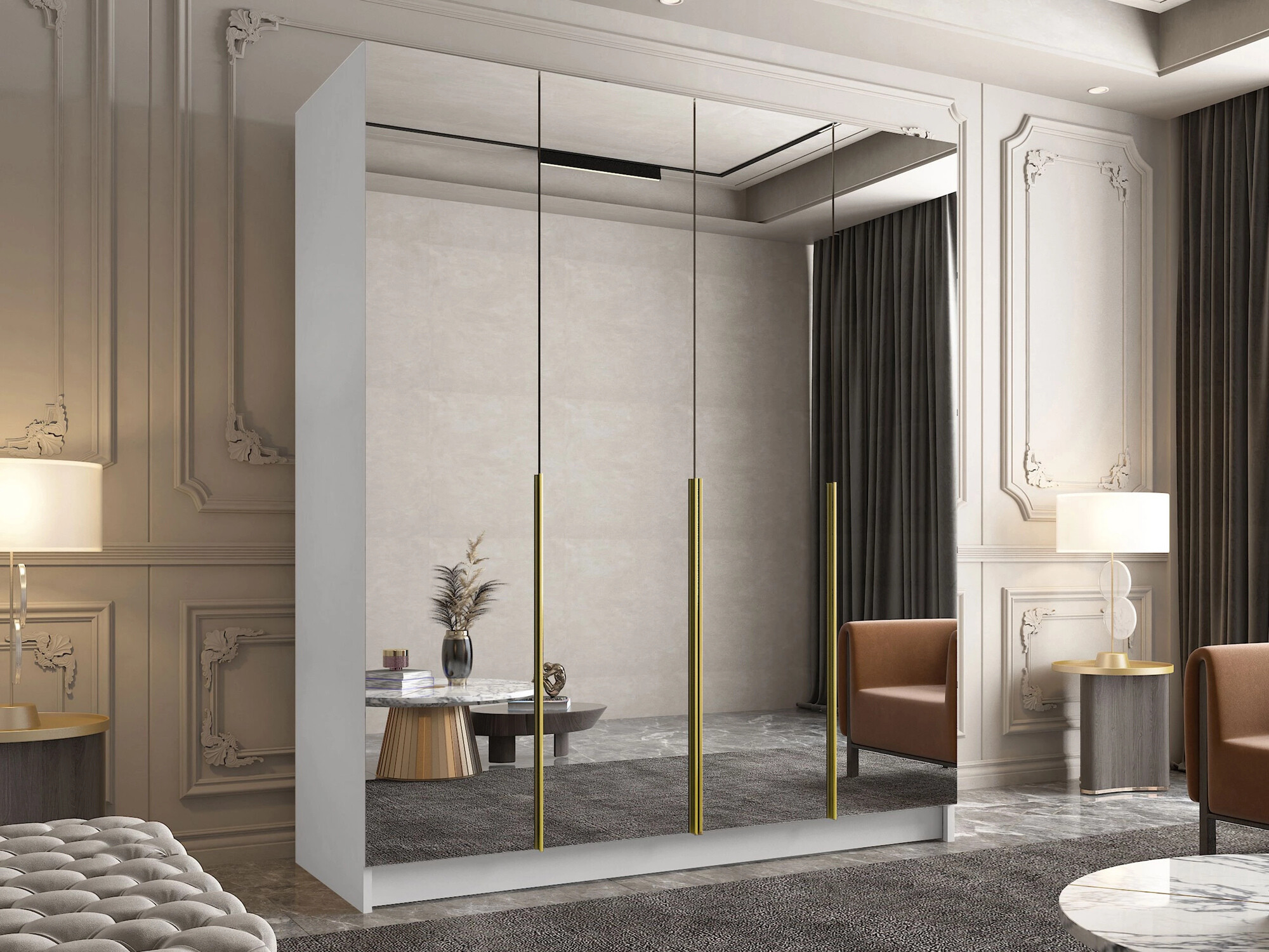 Gardróbszekrény Closico 190 (Fehér + Aranysárga)