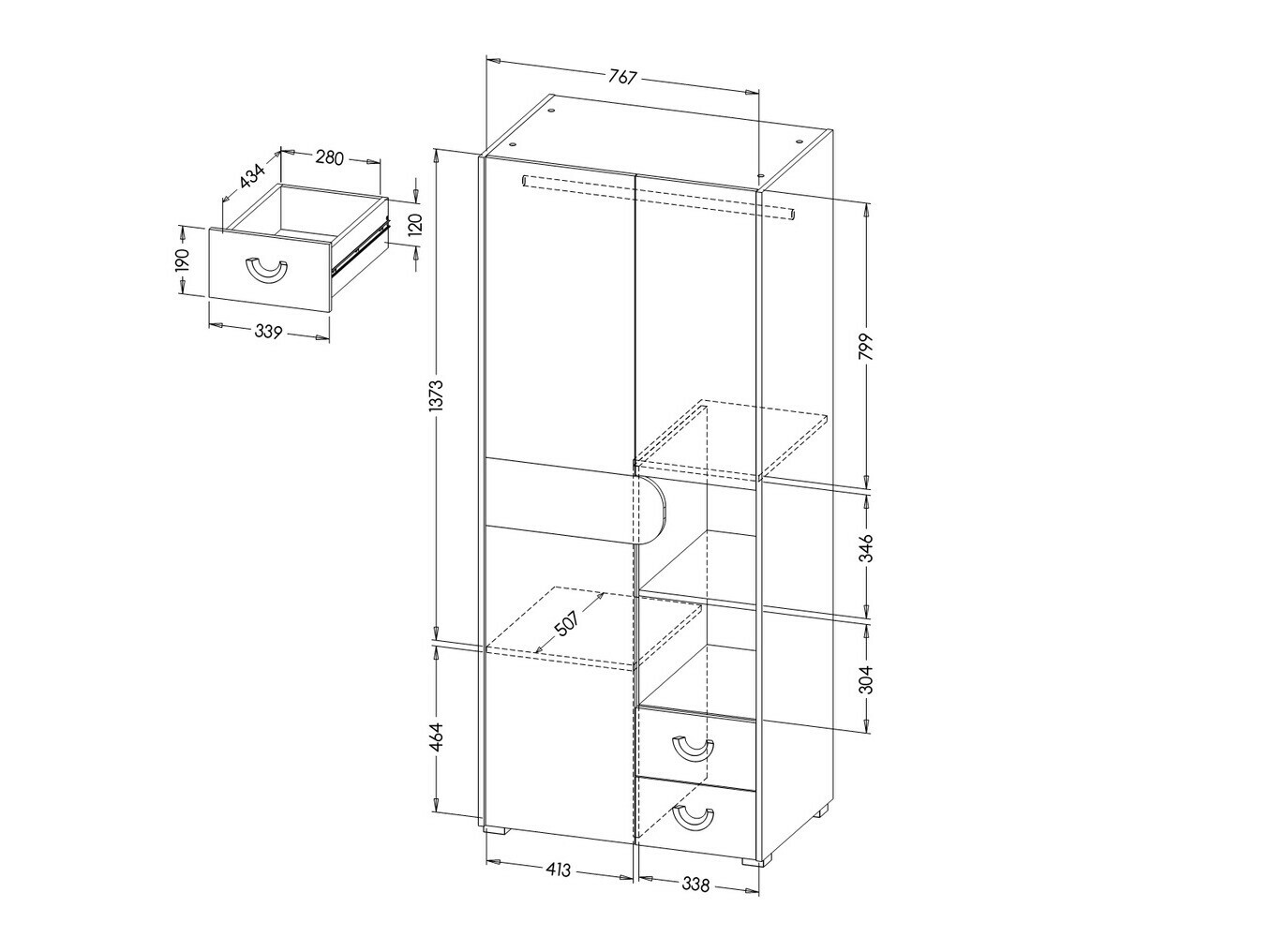 Gardróbszekrény Lomteo 100
