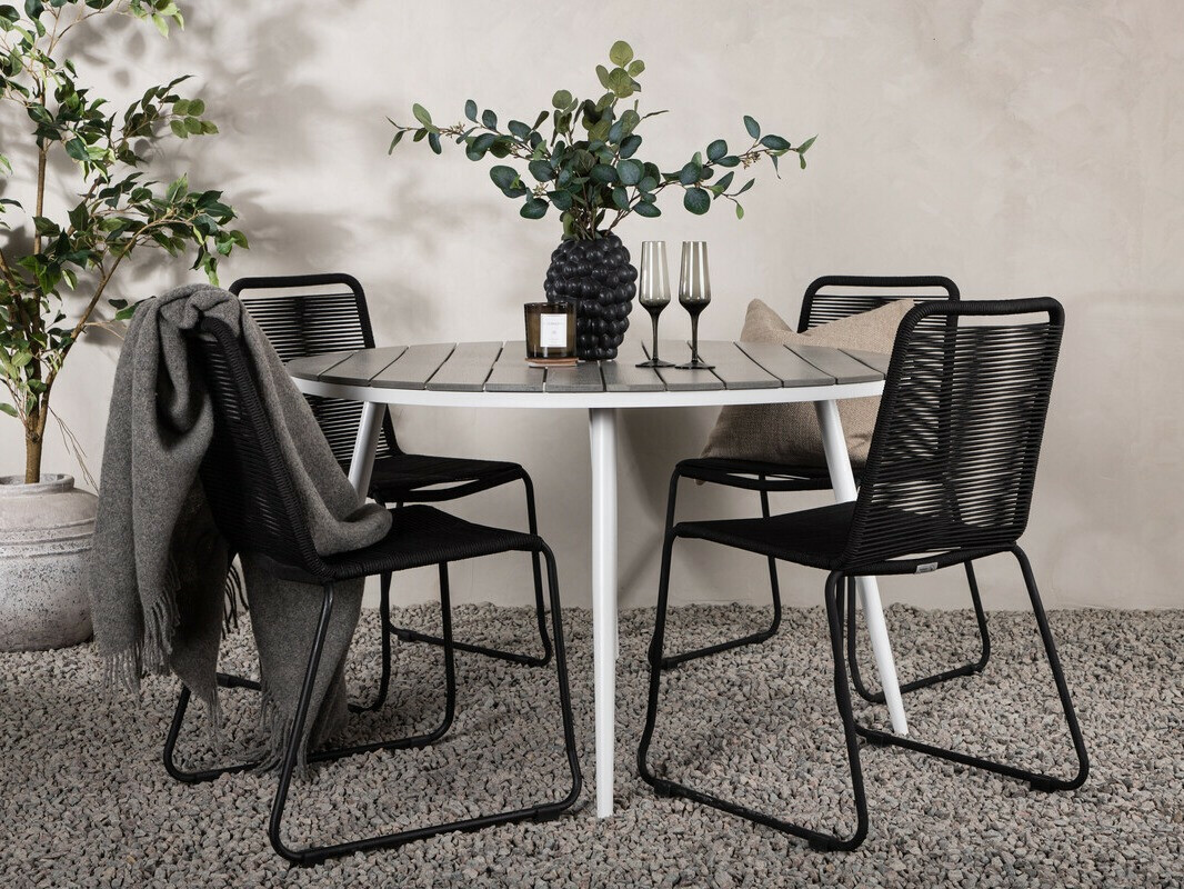 Asztal és szék garnitúra Dallas 3925 (Fehér + Szürke)