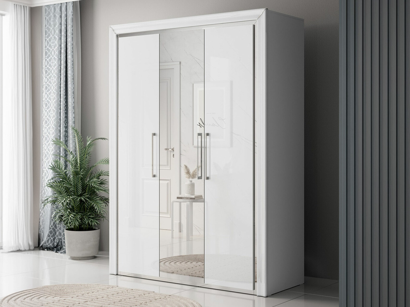 Gardróbszekrény Levrema 105 (Fehér + Ezüst)