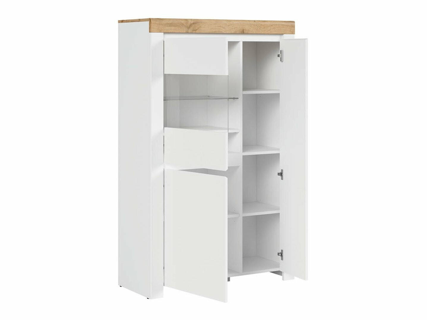 Könyvespolc Sonsoru 105 (Fehér + Fényes fehér + Wotan tölgy)