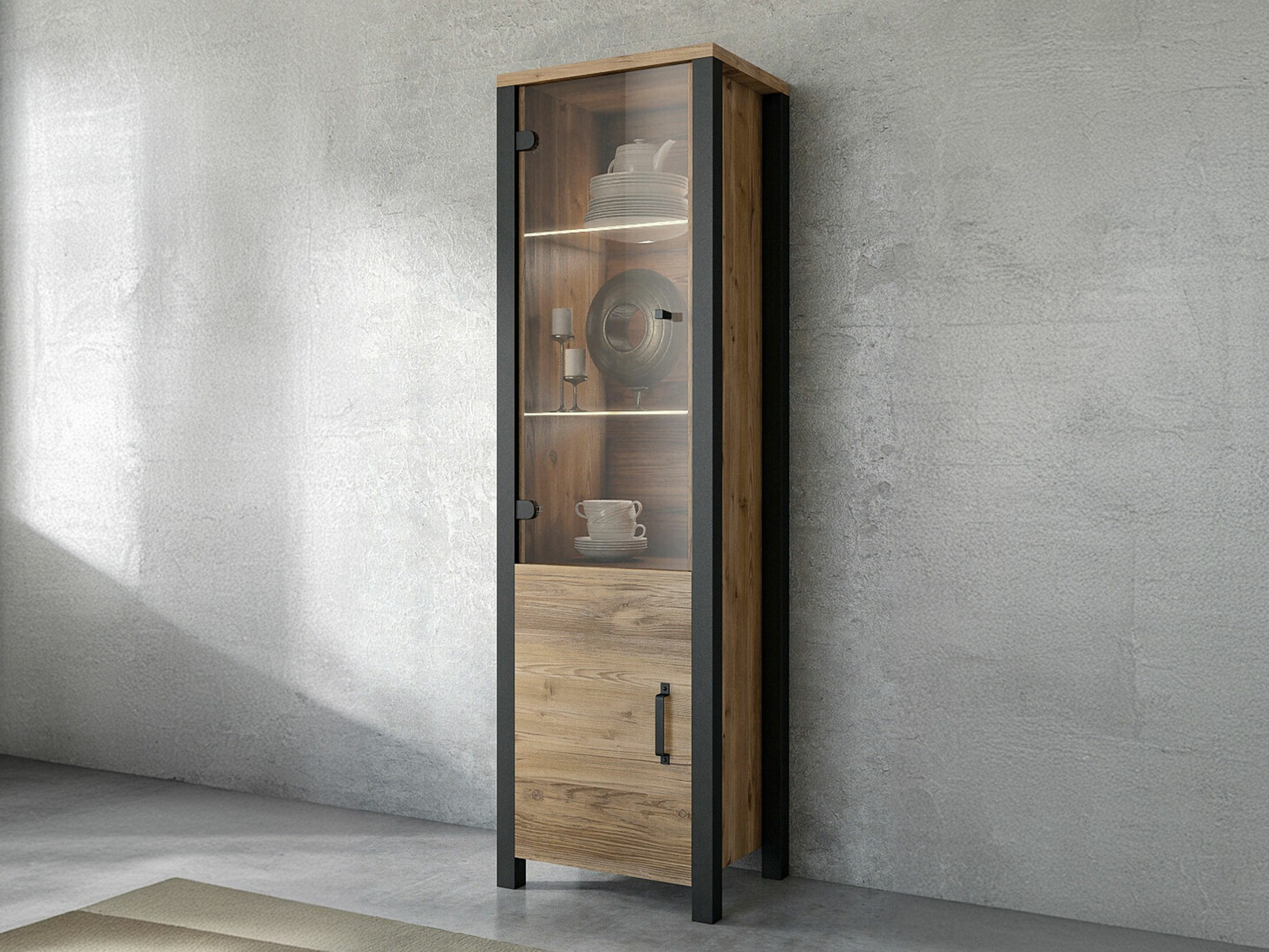 Könyvespolc Tornua 101 (Sötét lucfenyő + Matt fekete)