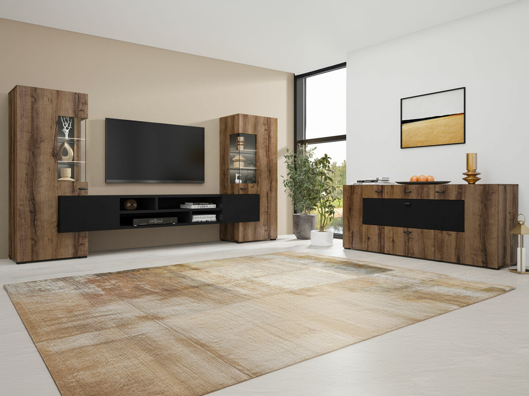 Nappali szett Mondalo 105 (Monastery tölgy + Matt fekete)