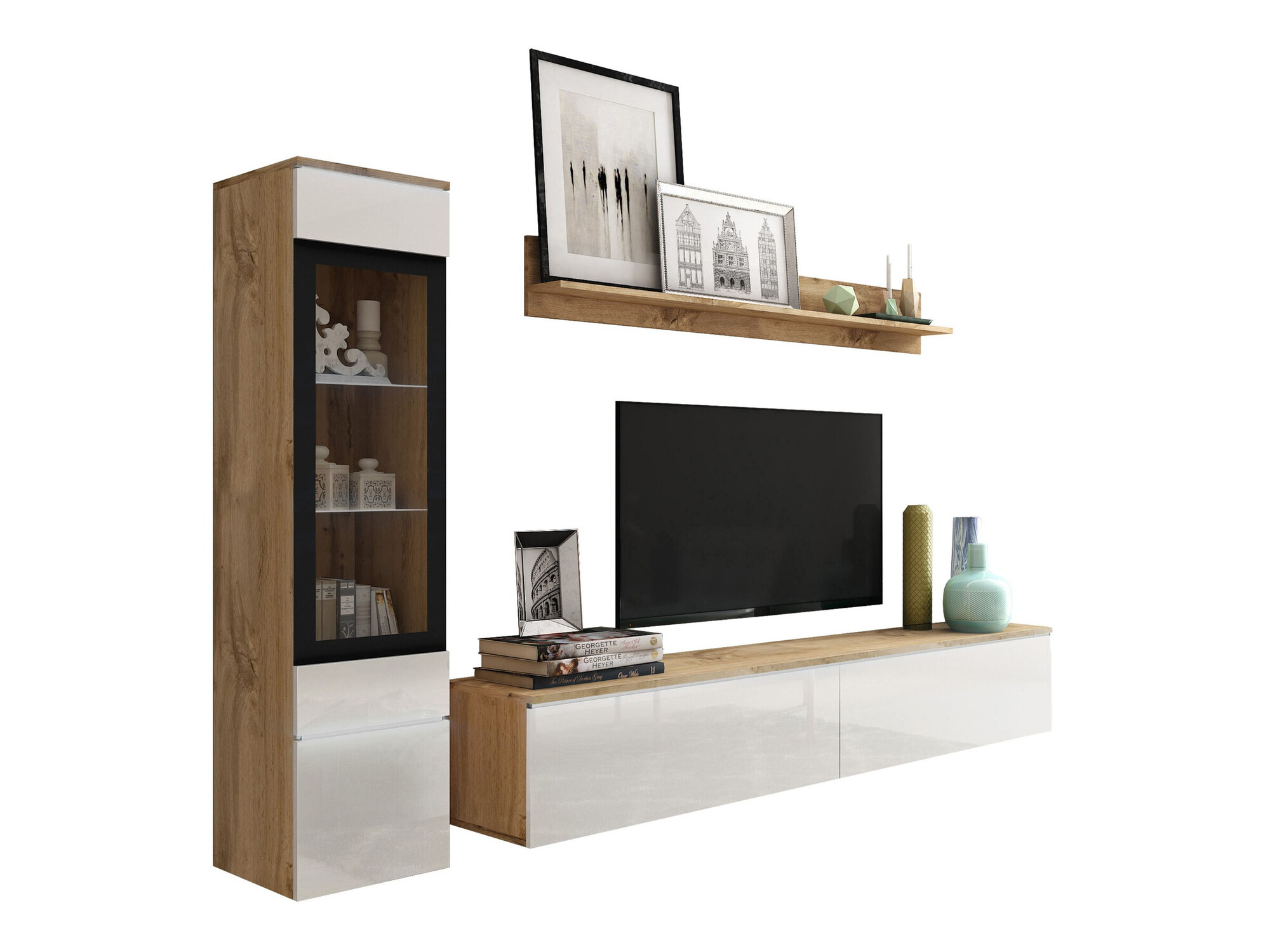 Nappali szett Sarasota 125 (Wotan tölgy + Fényes fehér)