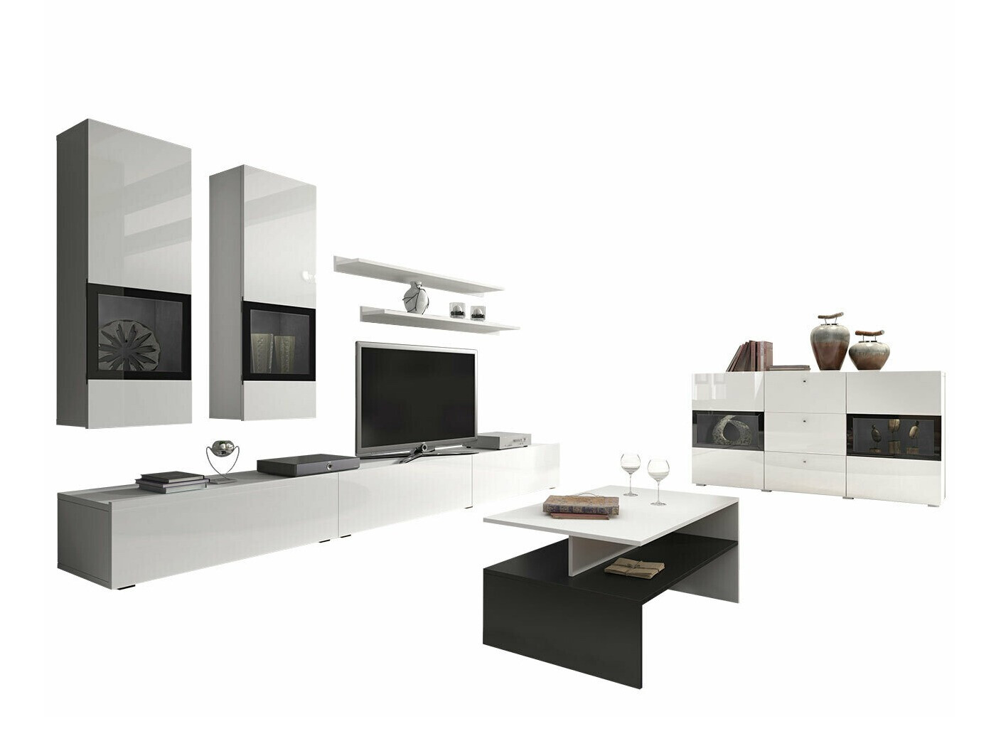 Nappali szett Serodeu 104 (Fehér + Fényes fehér)