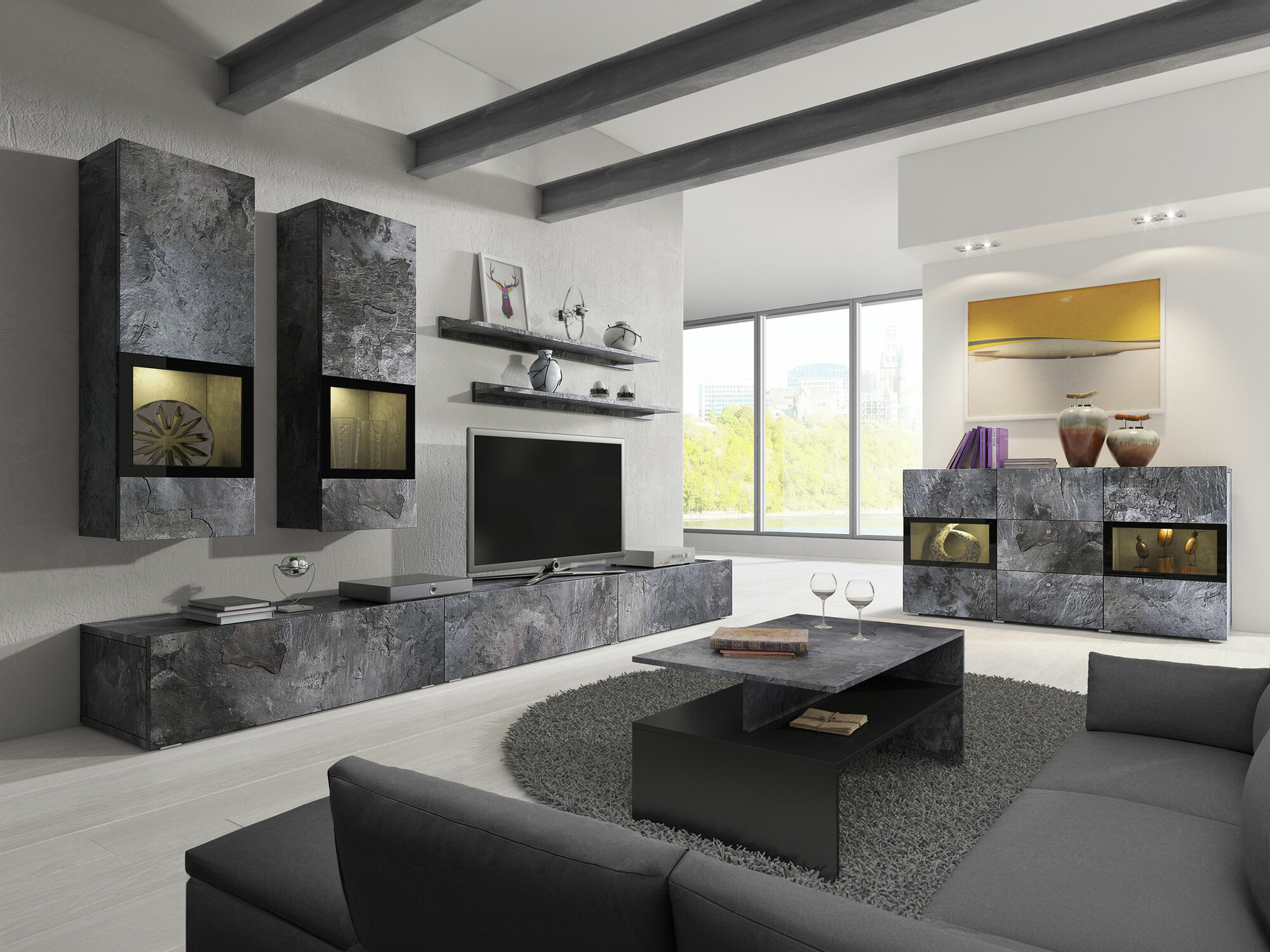 Nappali szett Serodeu 104 (Sötét beton)