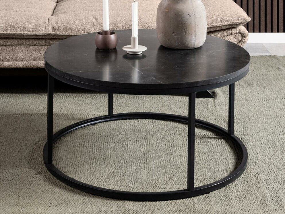 Dohányzóasztal Norsica 692 (Fekete + Fekete márvány)