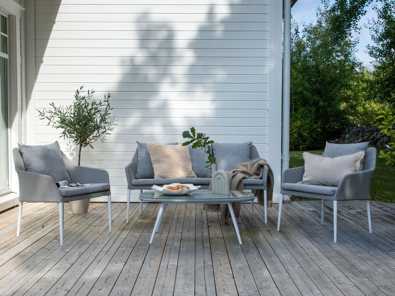 Kerti bútor Dallas 3116 (Világosszürke + Fehér)