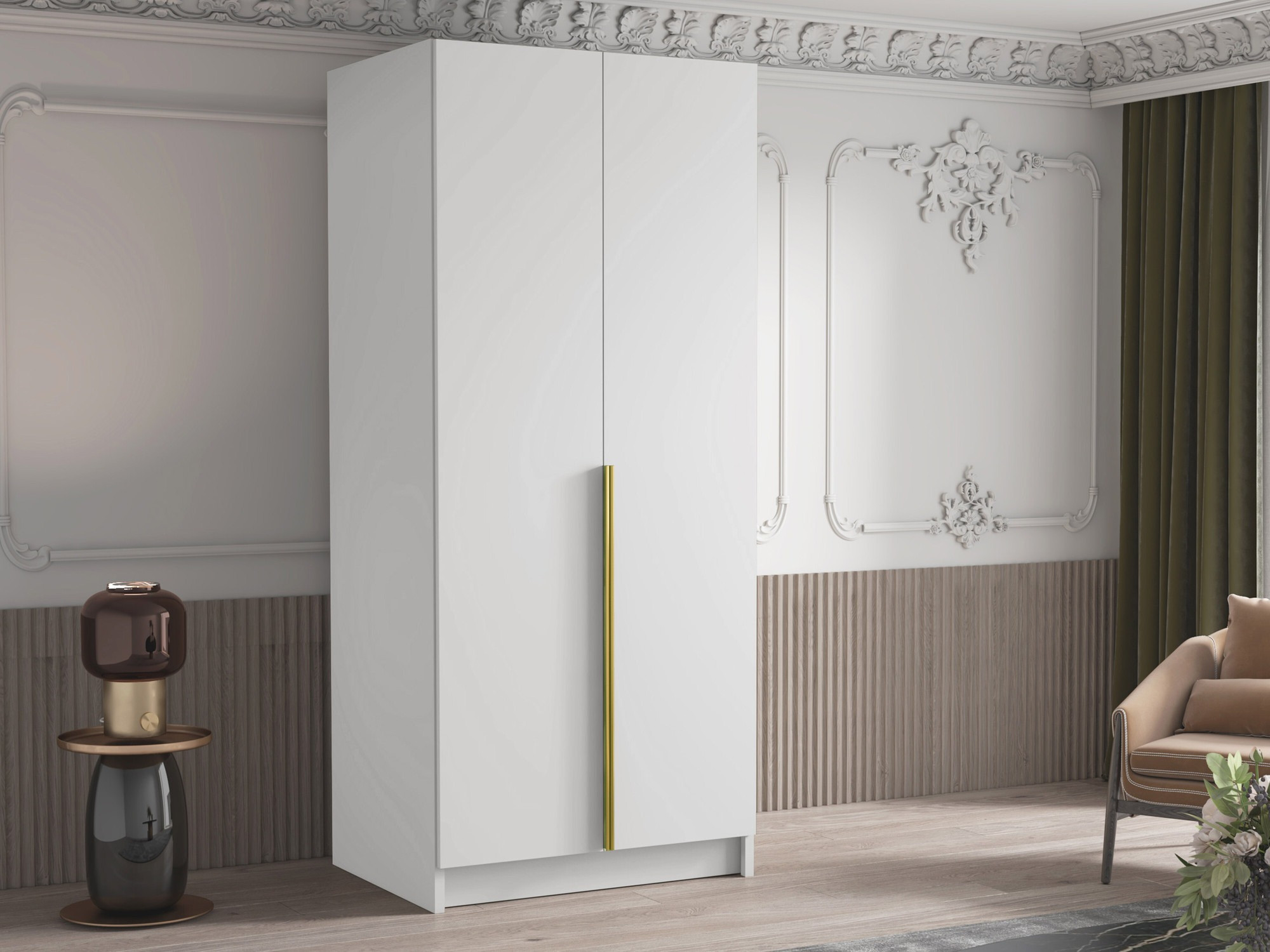 Gardróbszekrény Closico 195 (Fehér + Aranysárga)