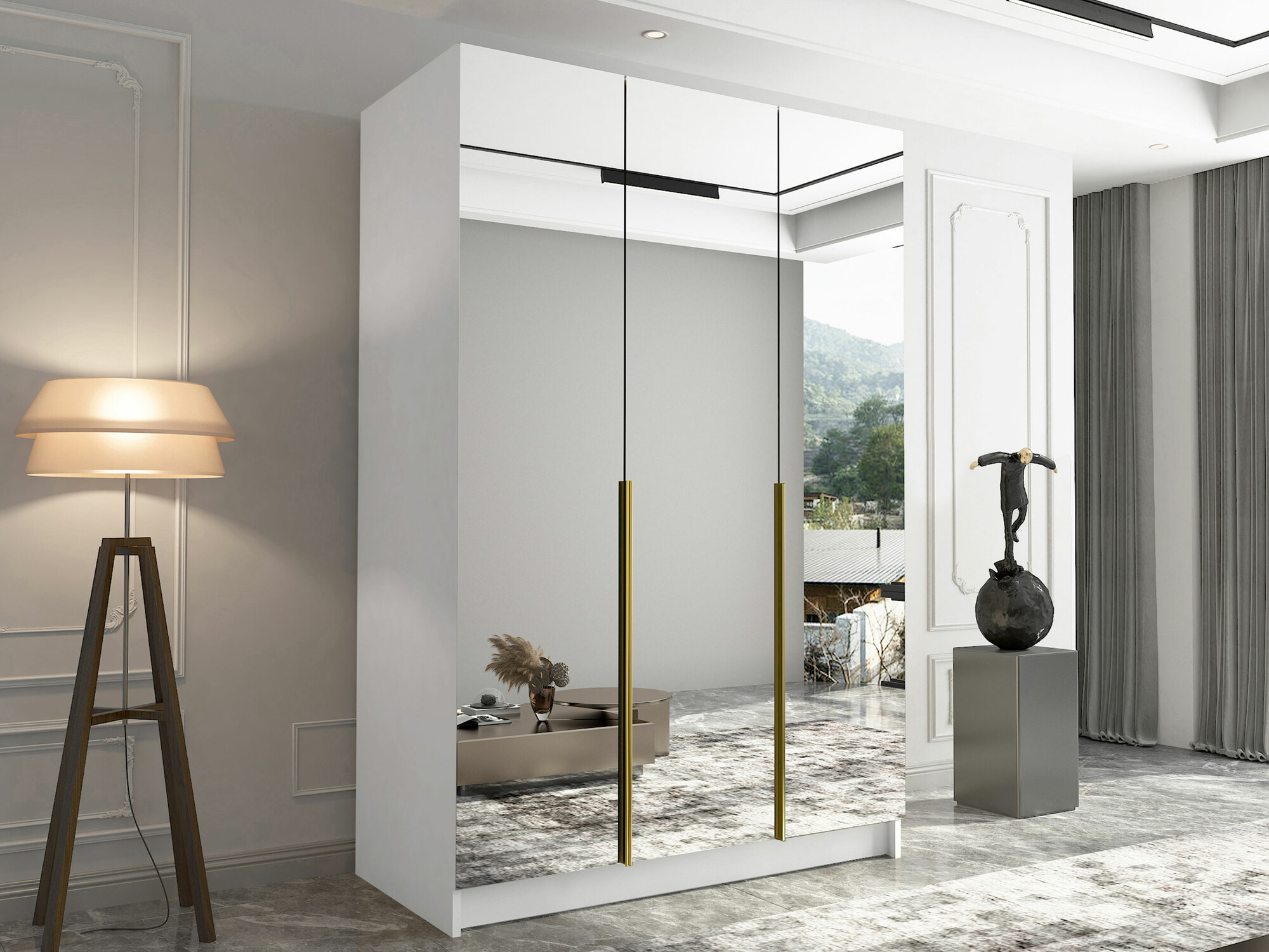 Gardróbszekrény Closico 196 (Fehér + Aranysárga)