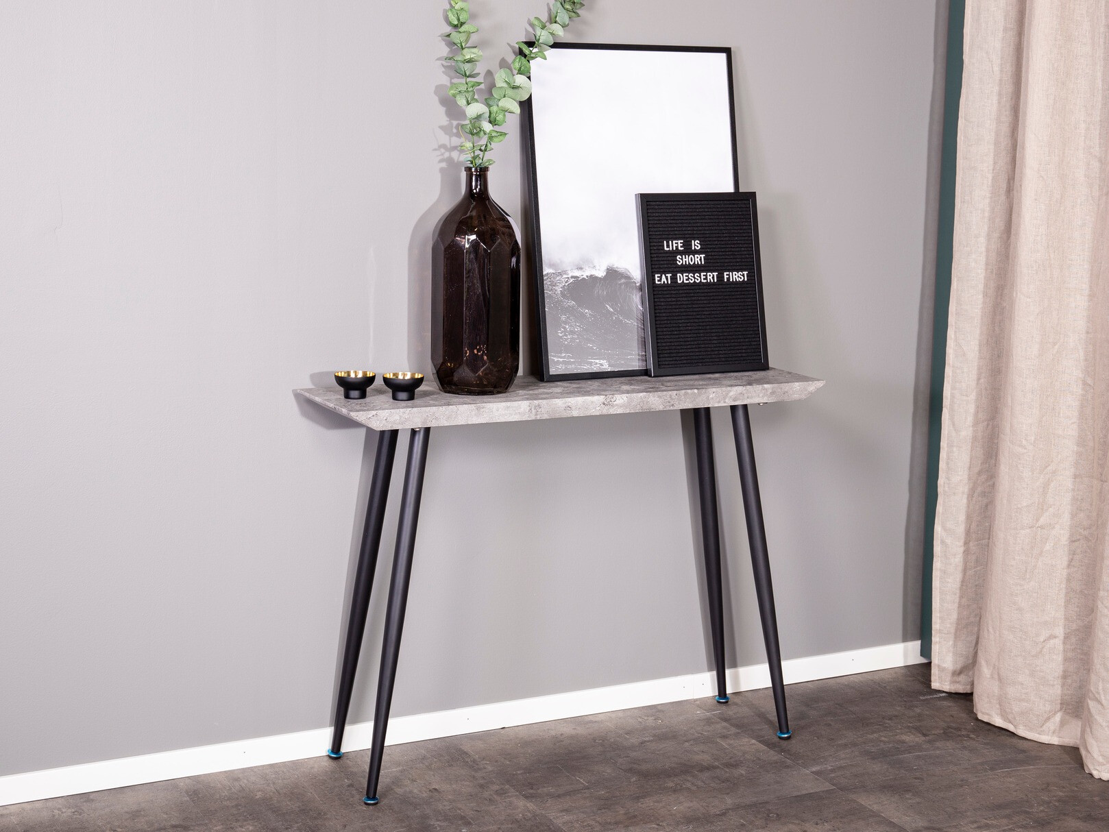 Konzolasztal Dallas 226 (Beton + Fekete)