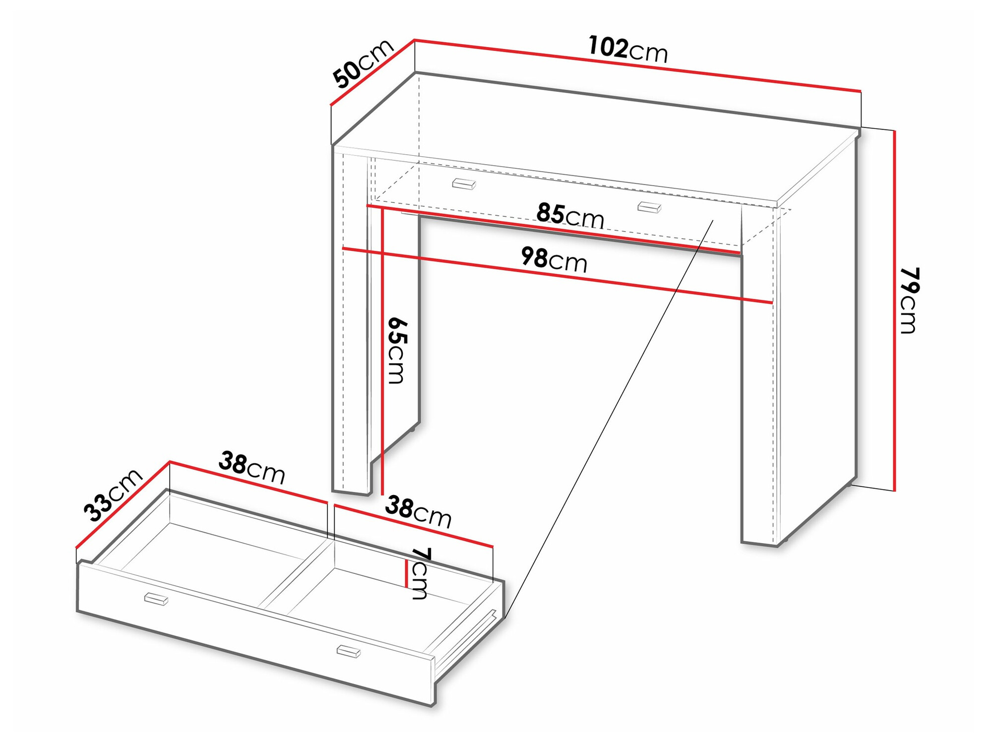 Fésülködő asztal Mormavu 108 (Matt fehér)