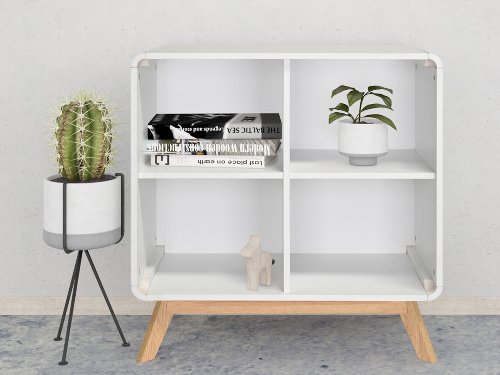 Könyvespolc Elbtena 104 (Fehér + Tölgy)