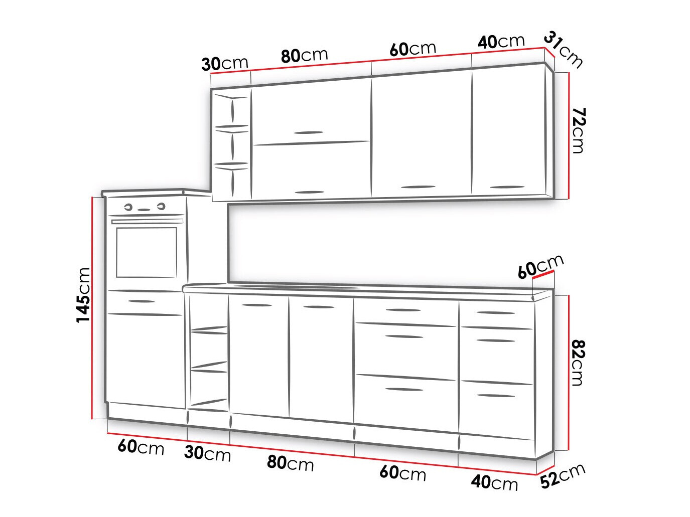 Moduláris konyha szett Wood Dark 130