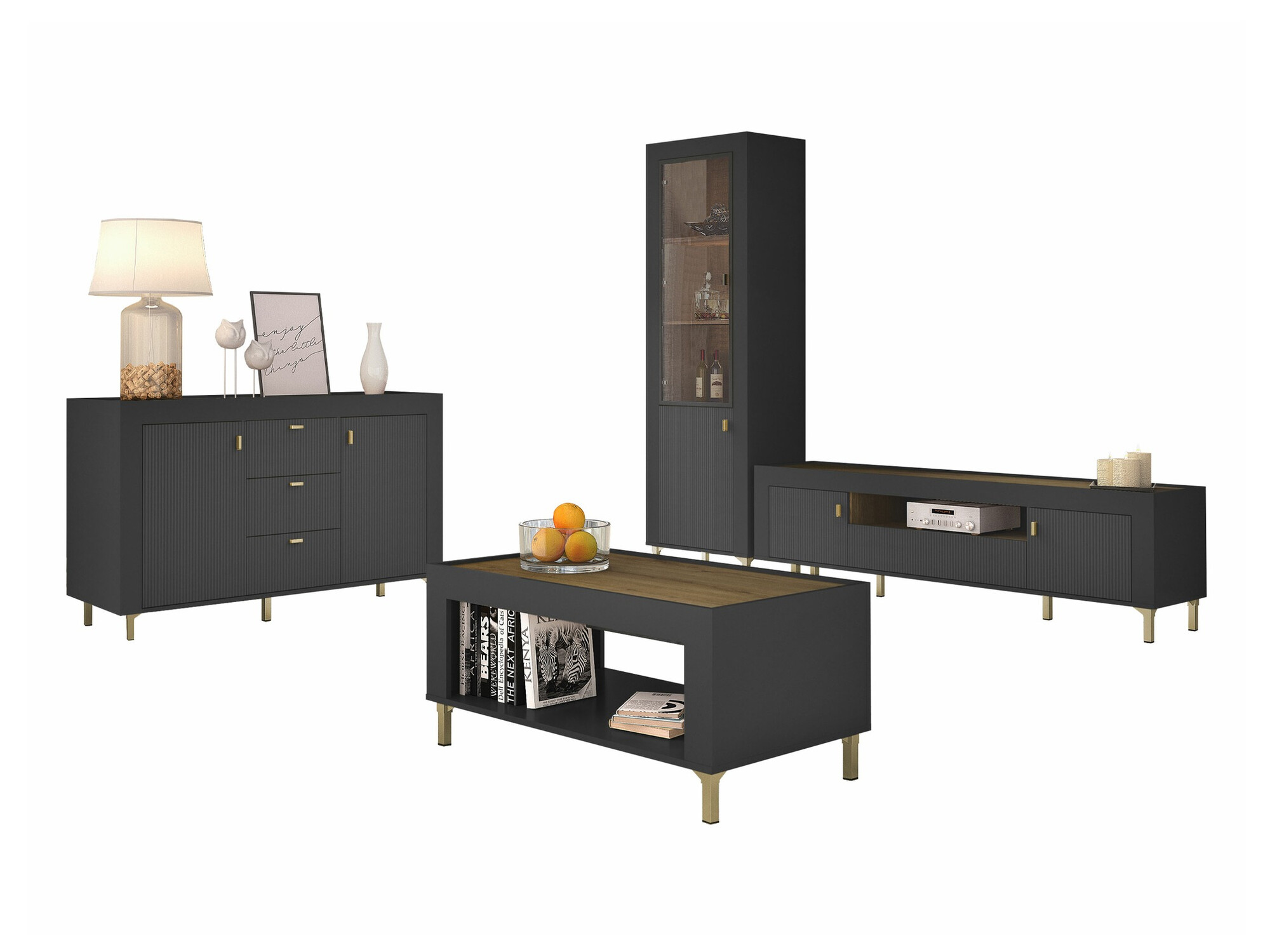 Nappali szett Mormavu 114 (Matt fekete)