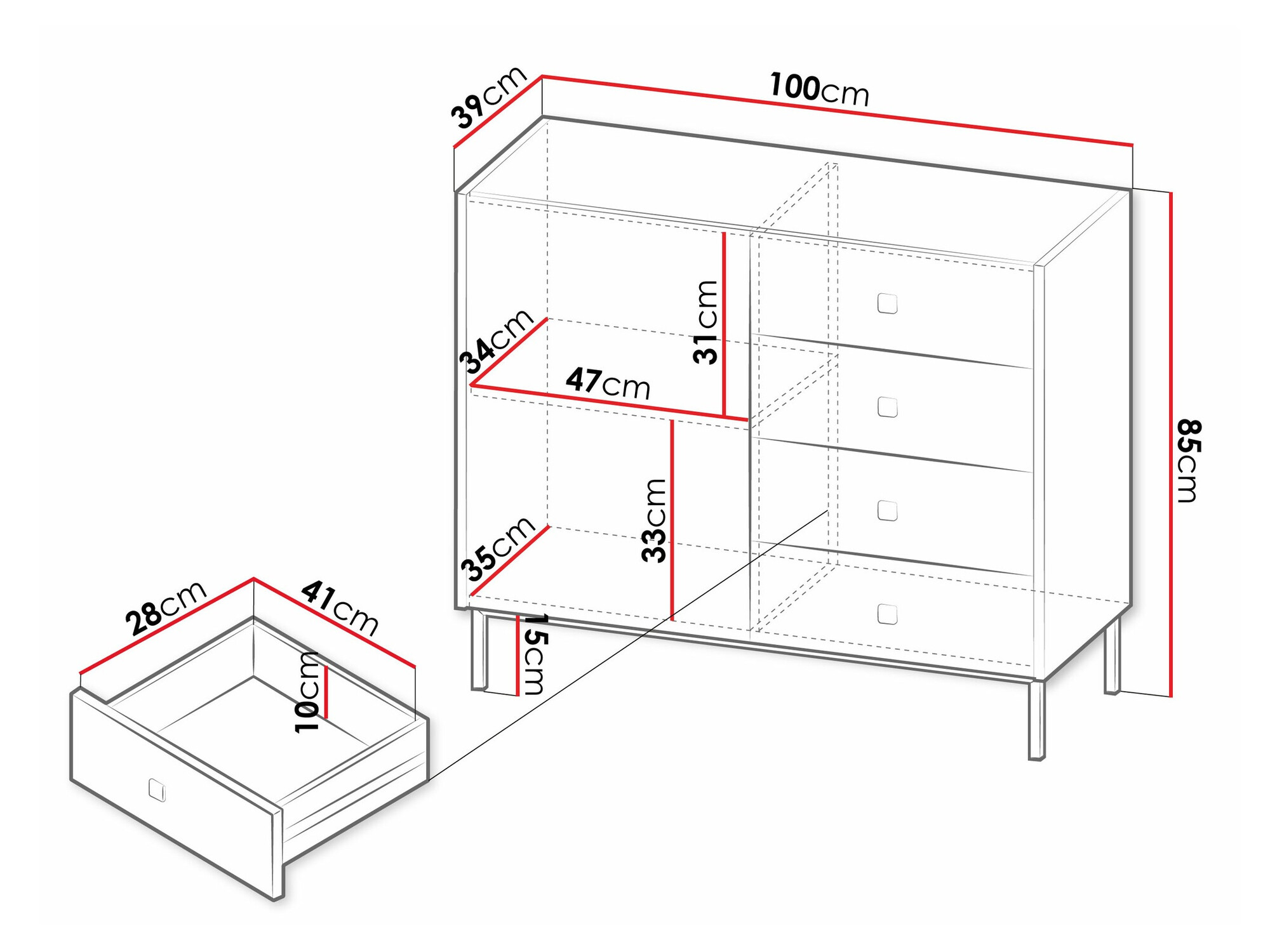 Komód Comfivo Nunove 100 (Fekete)