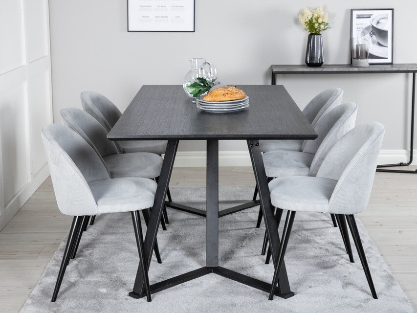 Étkezőgarnitúra Dallas 1962 (Fekete + Világosszürke)