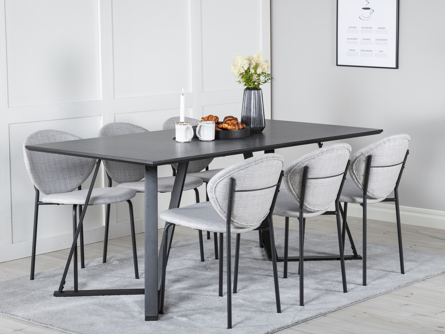 Étkezőgarnitúra Dallas 1970 (Fekete + Szürke)