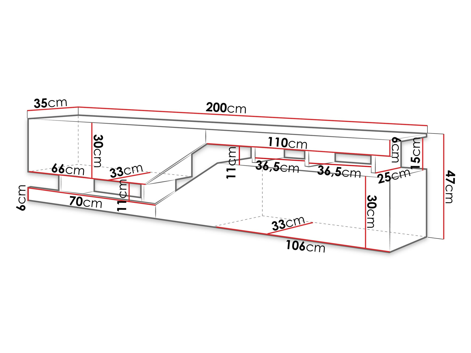 TV-állvány Comfivo Daldune 104 (Fehér + Wotan tölgy)