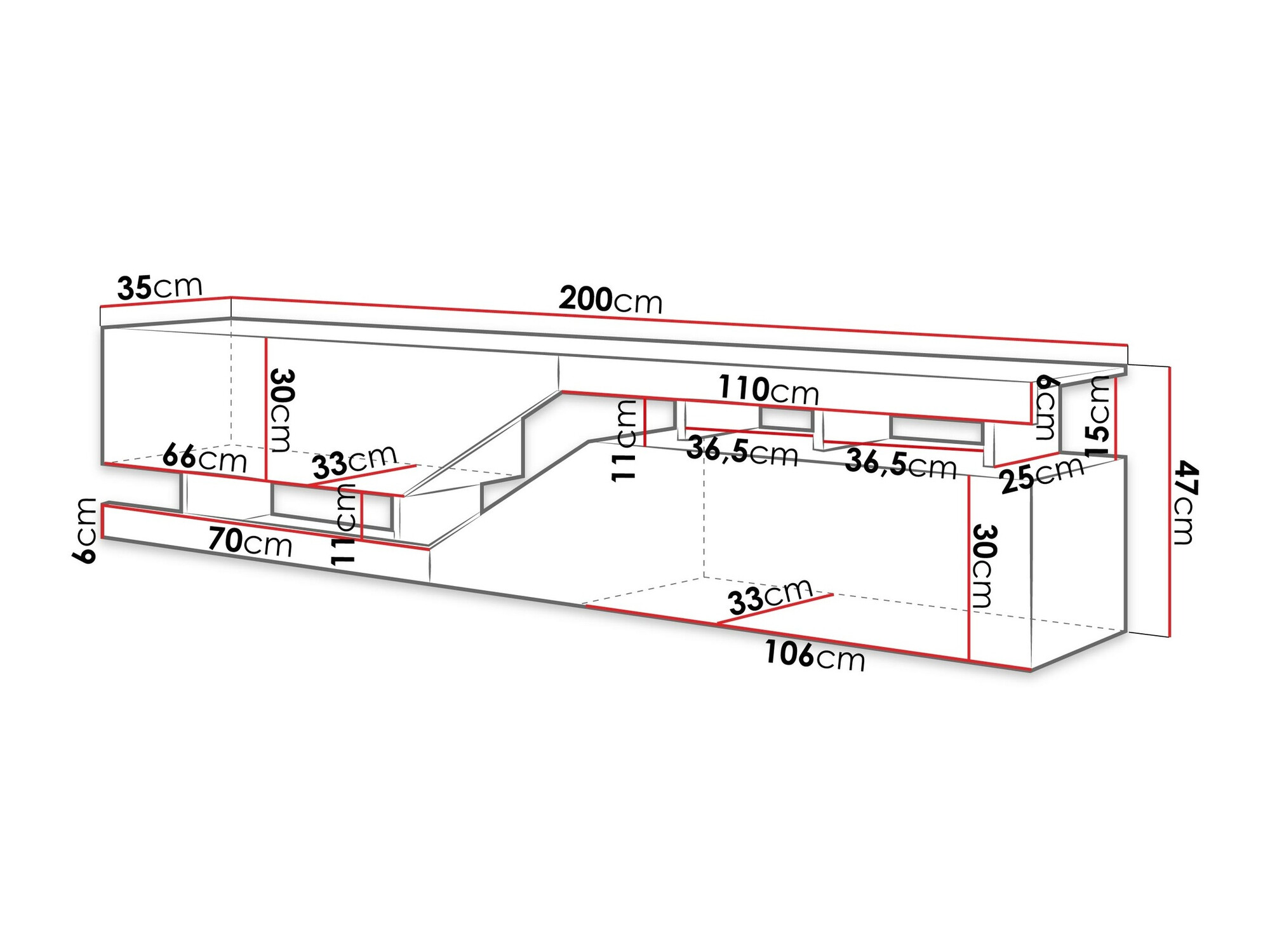 TV-állvány Comfivo Daldune I (Antracit + Wotan tölgy)