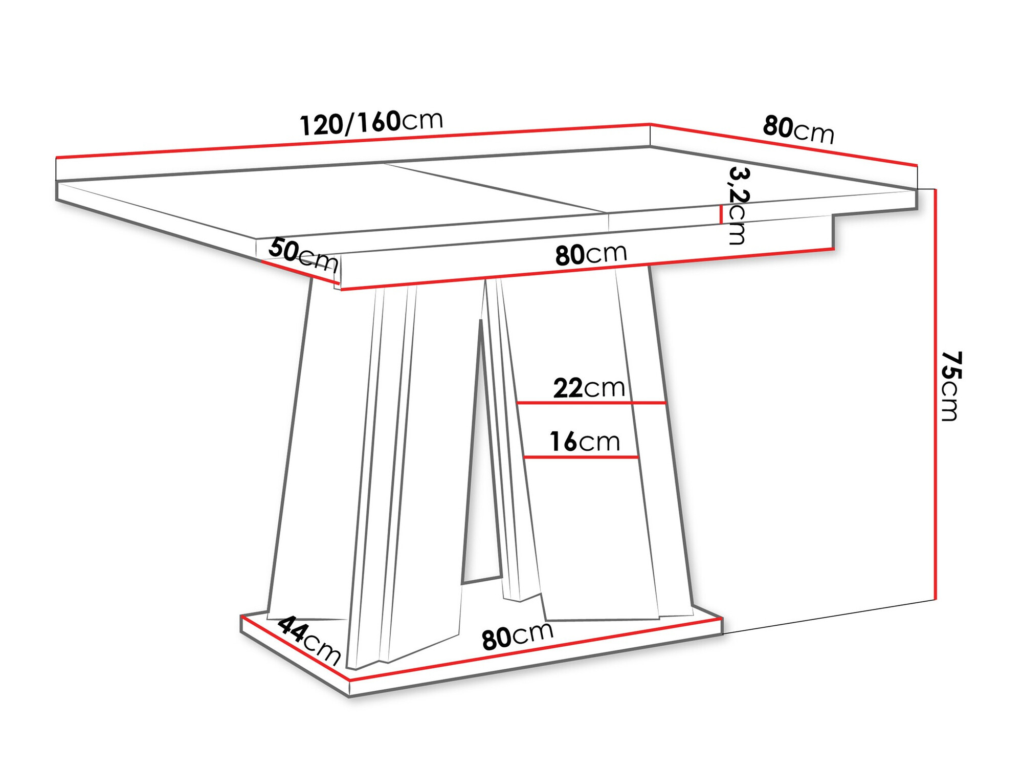 Asztal Goodyear 129 (Fényes fekete)
