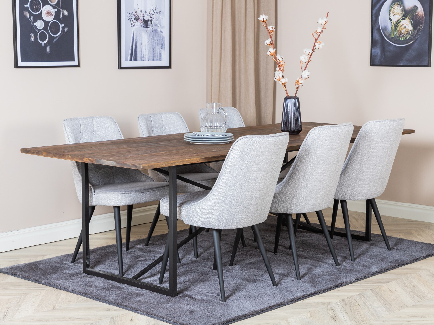 Étkezőgarnitúra Dallas 1865 (Fekete + Világosszürke)