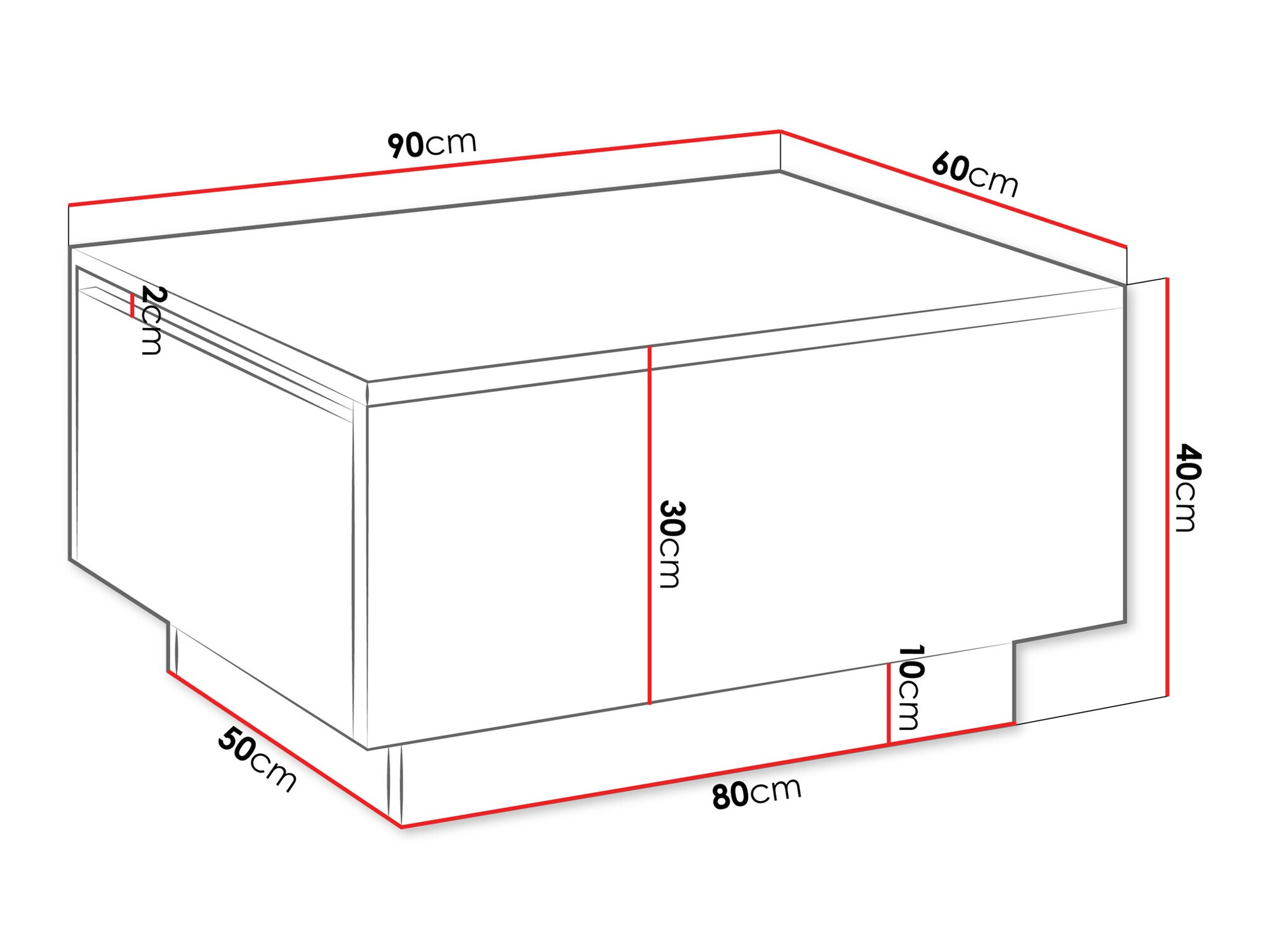 Dohányzóasztal Goodyear 134 (Fényes fehér)