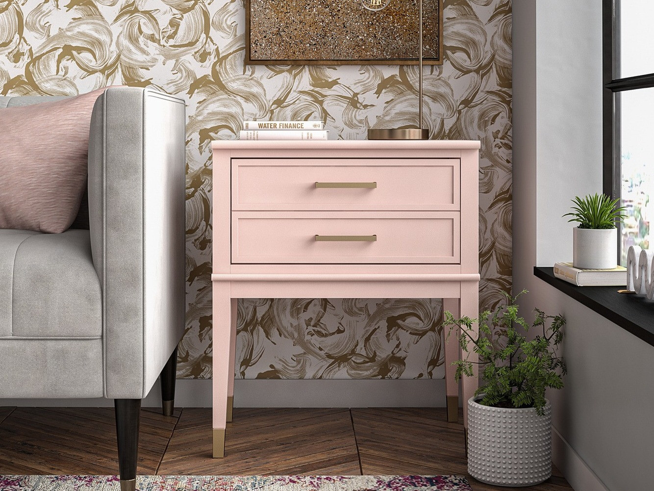 Éjjeliszekrény CosmoLiving by Cosmopolitan Belromu 104 (Rózsaszín)