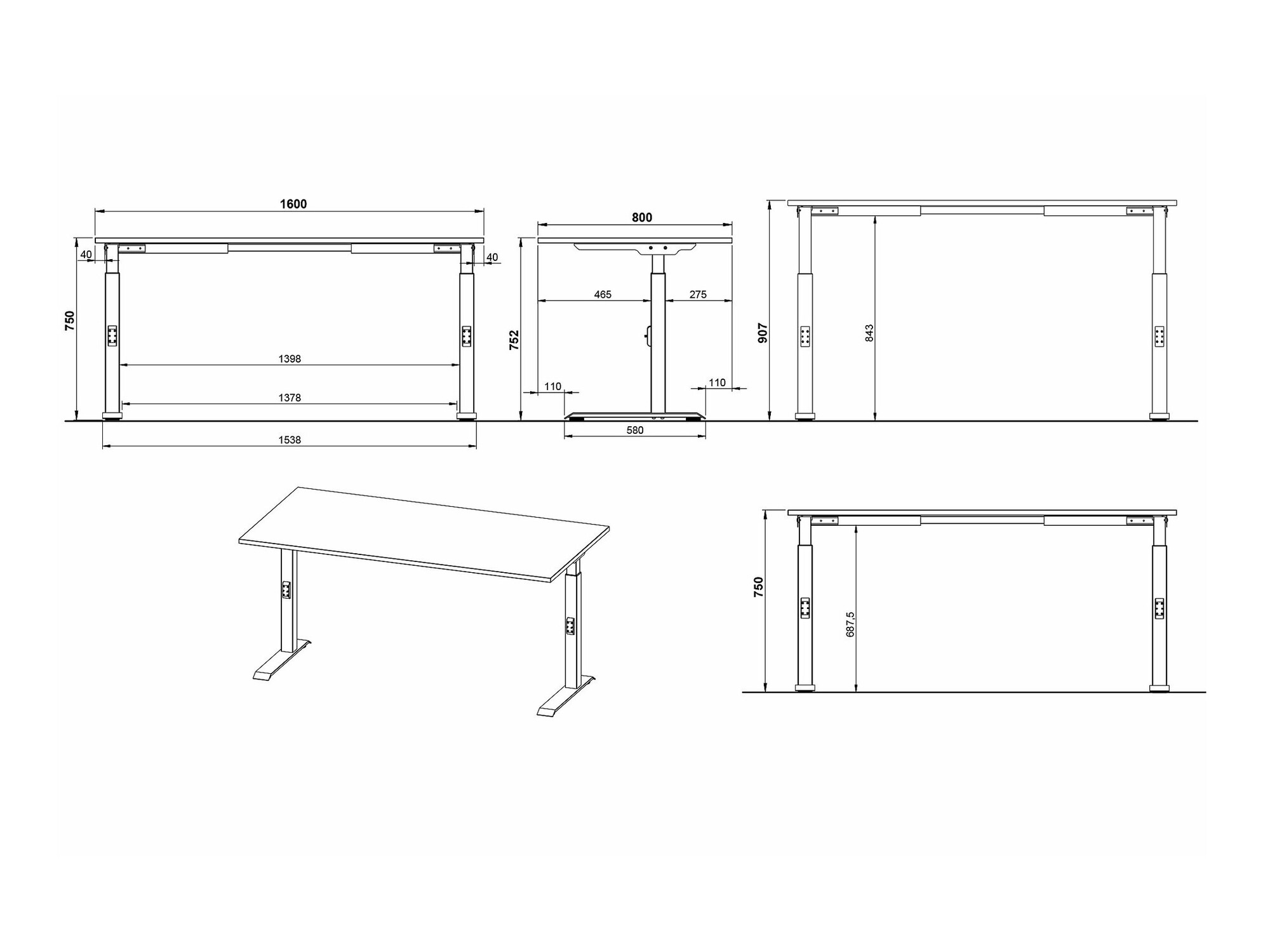 Íróasztal Sacramento 421 (Fehér + Ezüst)