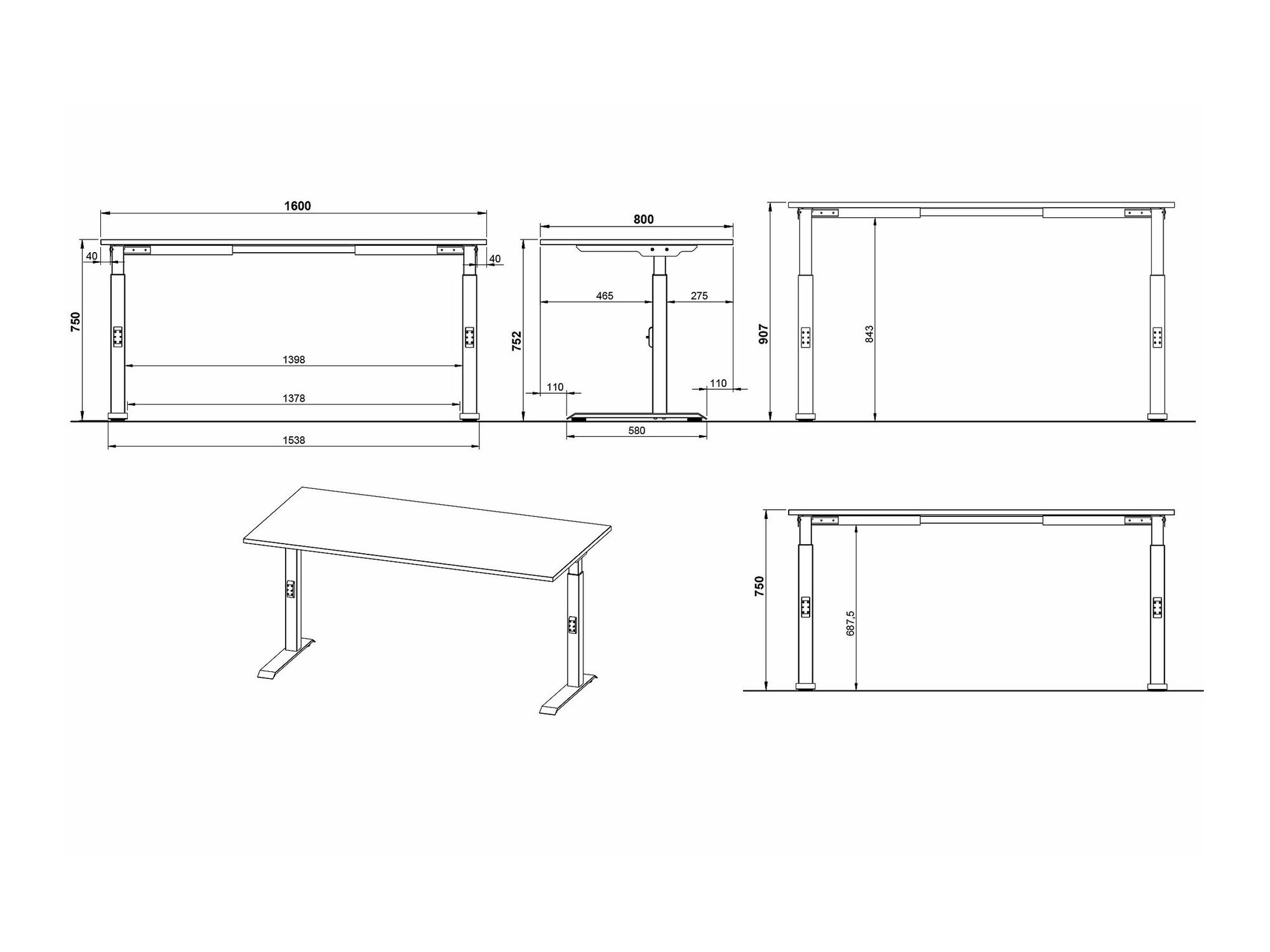 Íróasztal Sacramento 421 (Grandson tölgy + Ezüst)
