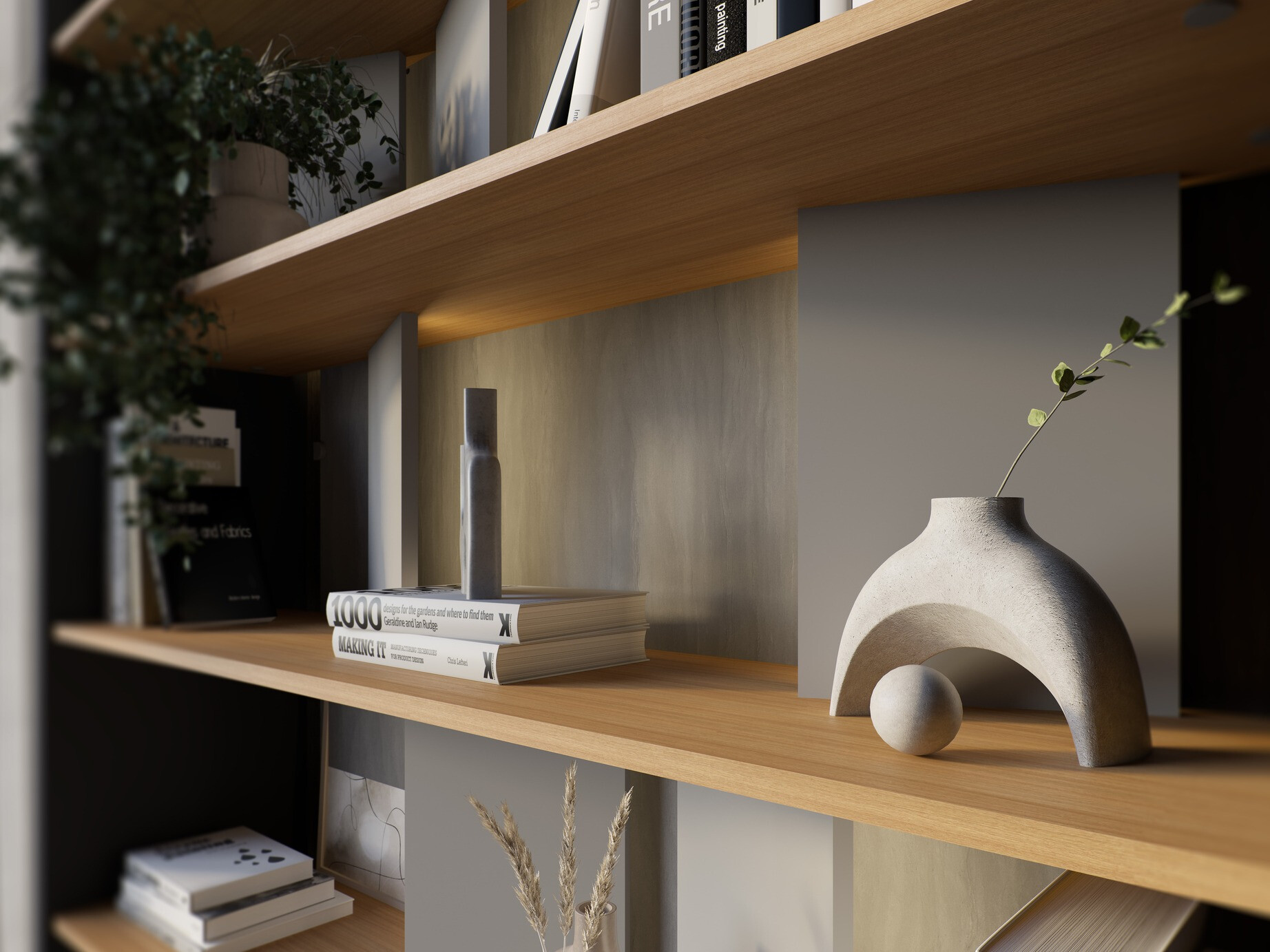 Könyvespolc Fresno 154 (Fényes szürke + Grafit + Tölgy)