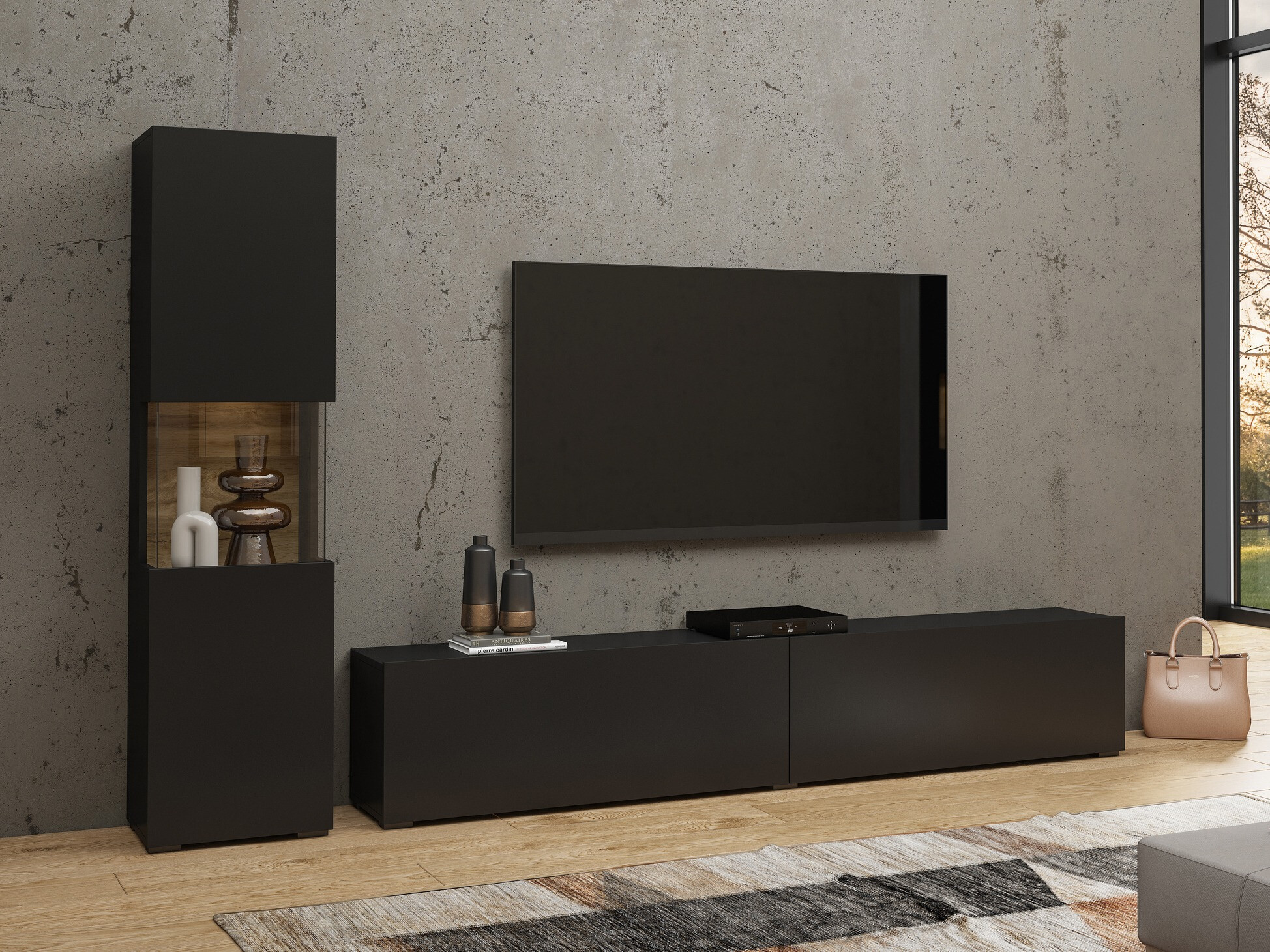 Könyvespolc Revmiru 100 (Fekete + Wotan tölgy)